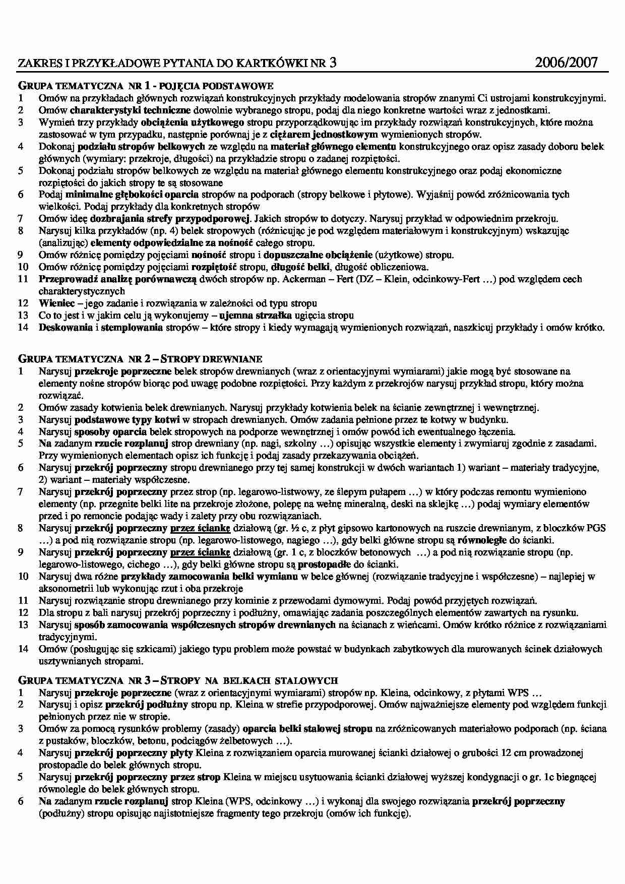 Budownictwo - kartkówka nr 3 - strona 1