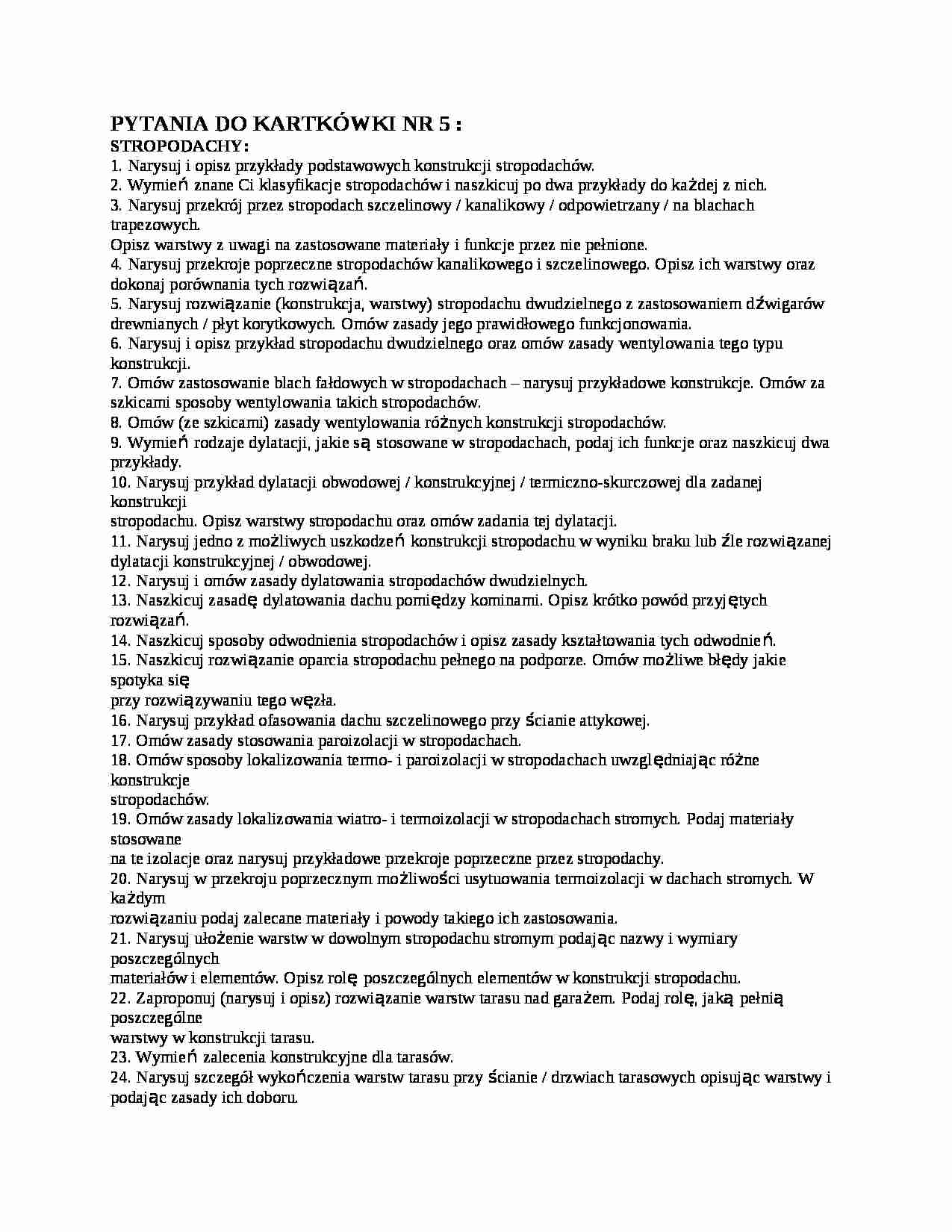 Budownictwo - kolokwium 5 stropodachy - Pokrycia dachowe - strona 1