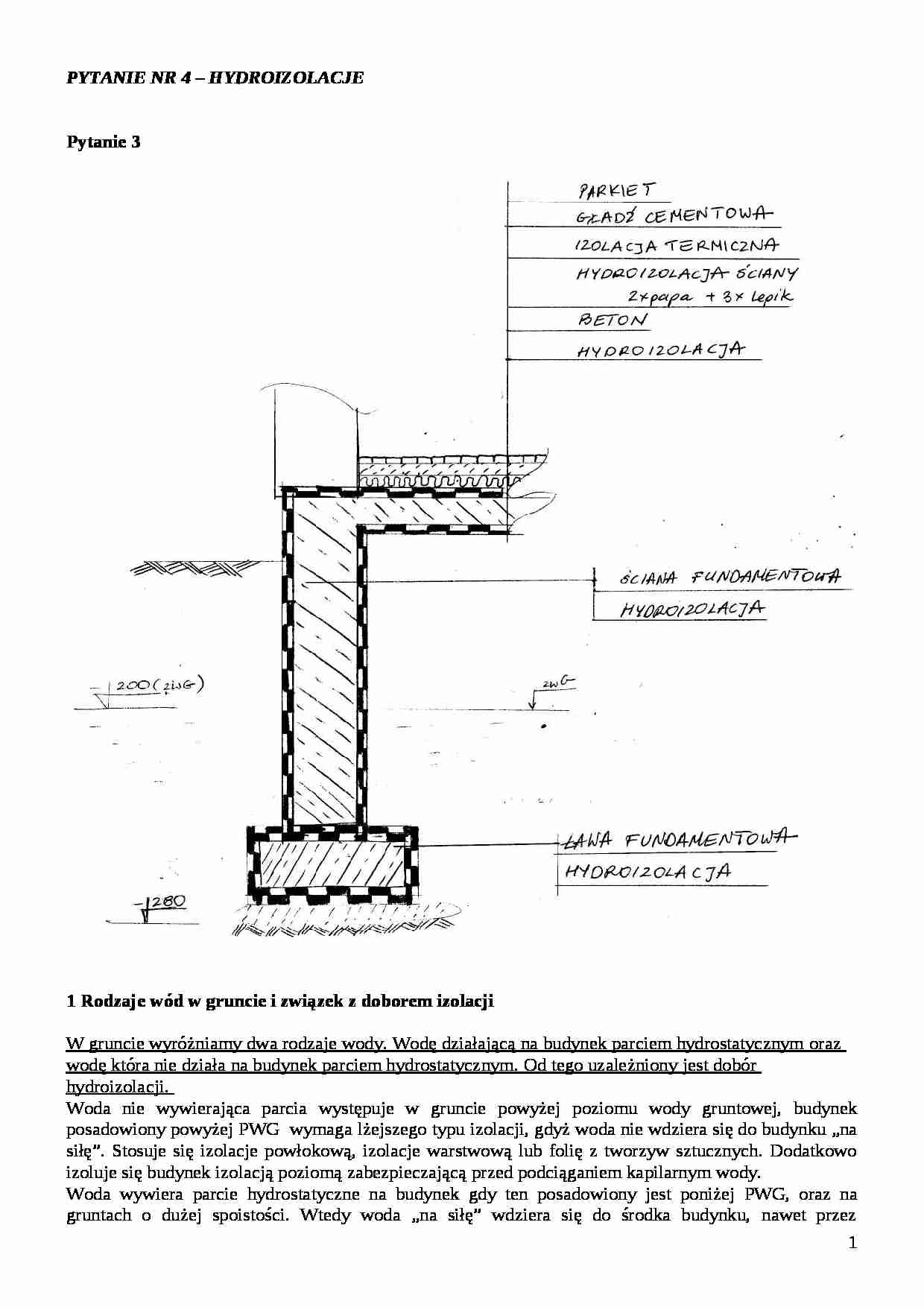 Budownictwo - pytania nr 4 hydroizolacja - strona 1