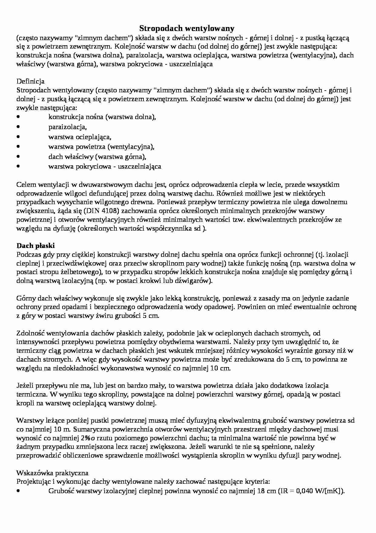 Stropodach wentylowany - omówienie - strona 1