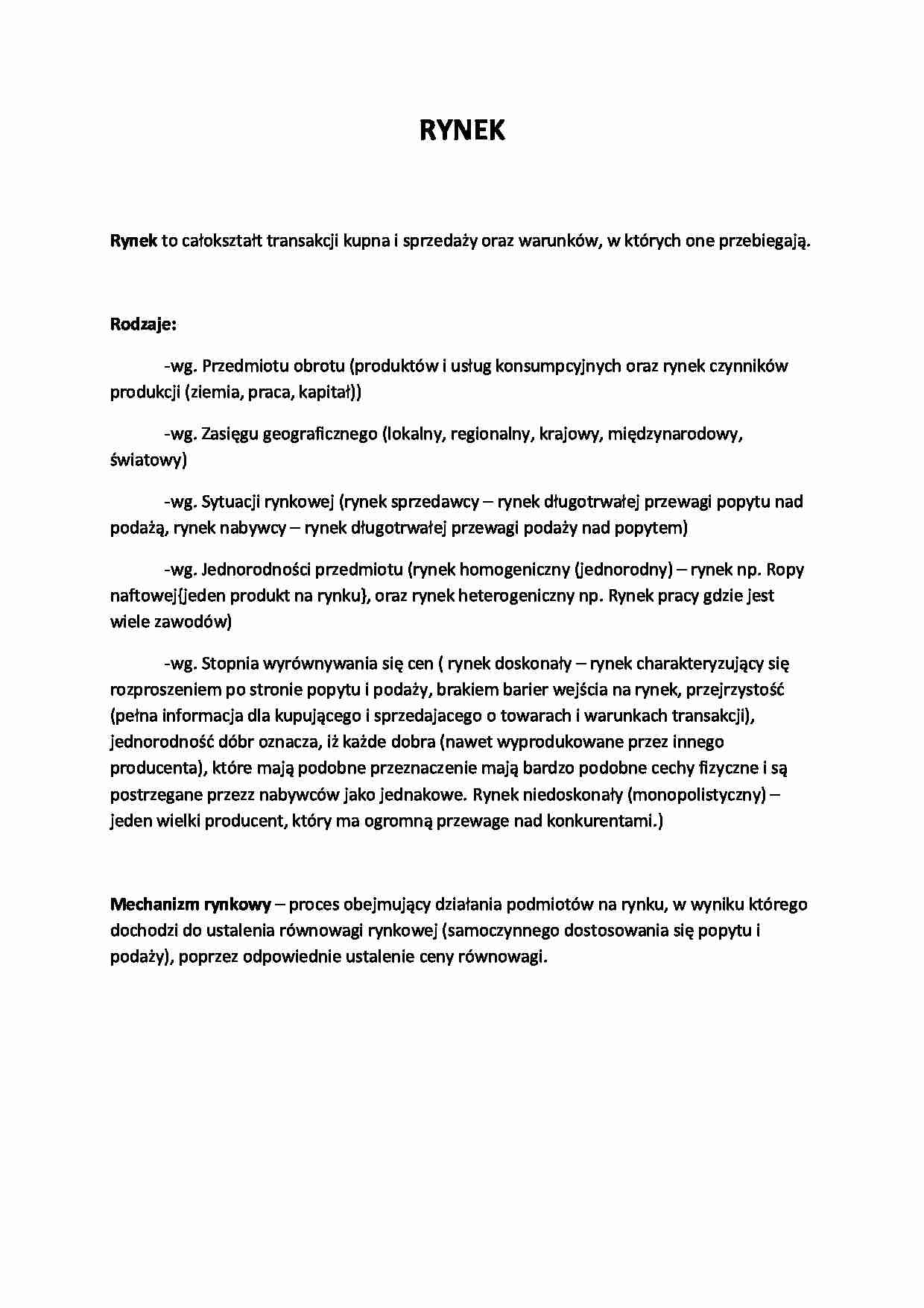 Ekonomia -  rynek - omówienie - strona 1