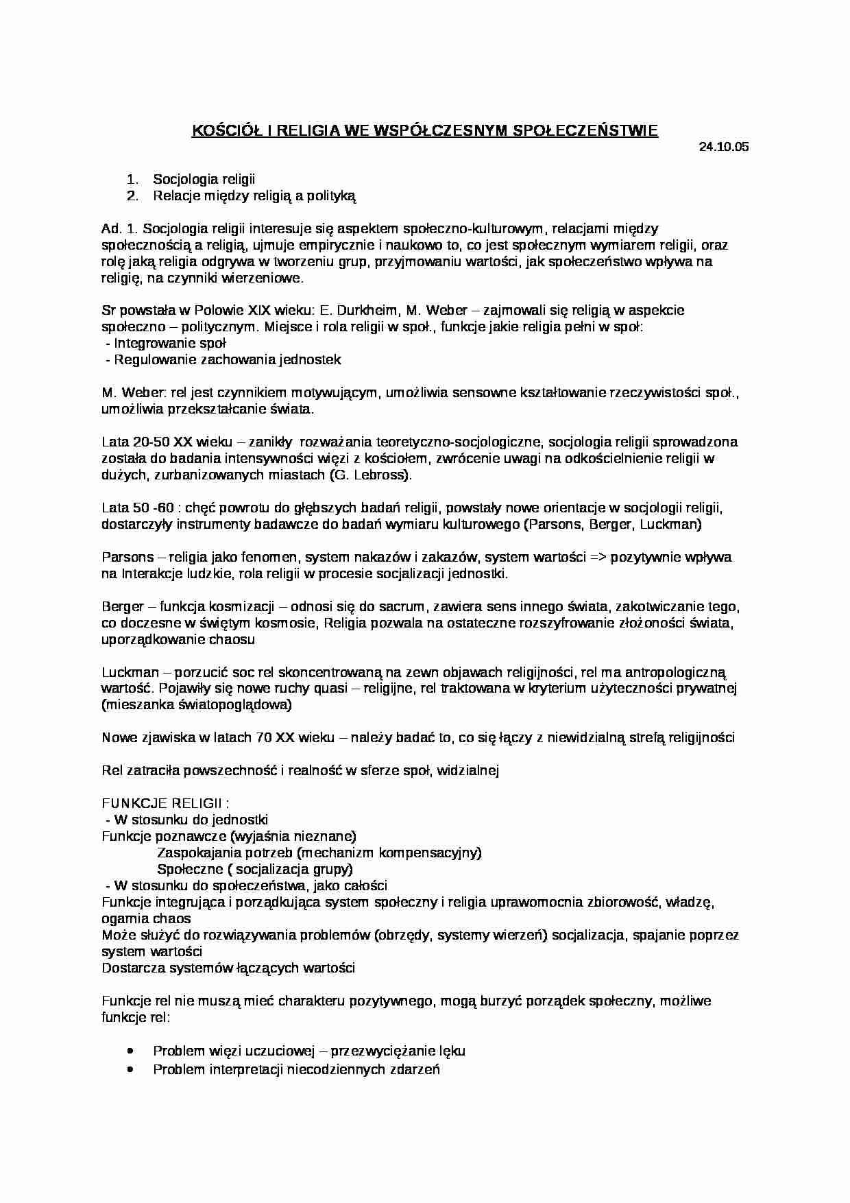 Kościół i religia - wykład - strona 1