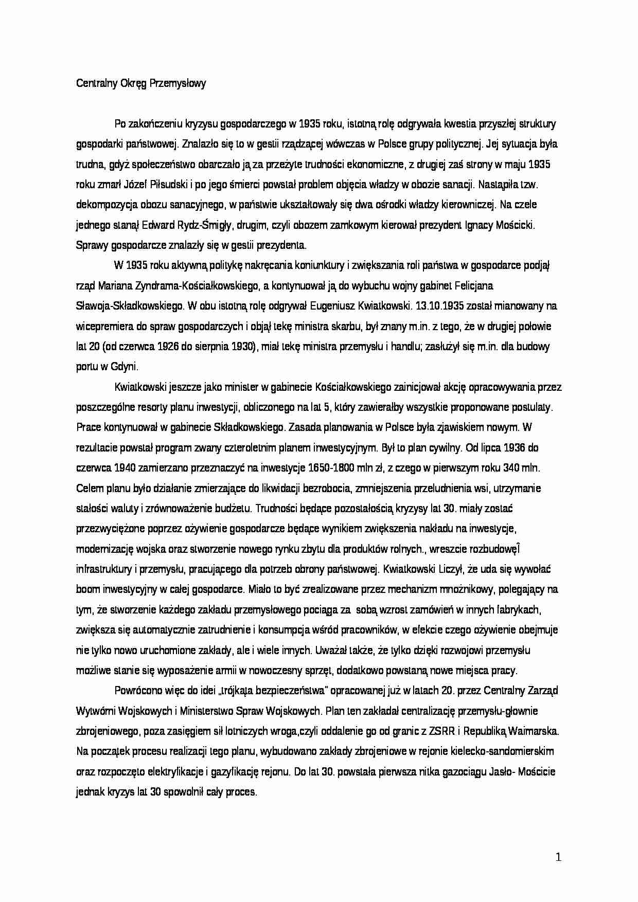 Centralny Okręg Przemysłowy - wykład - strona 1