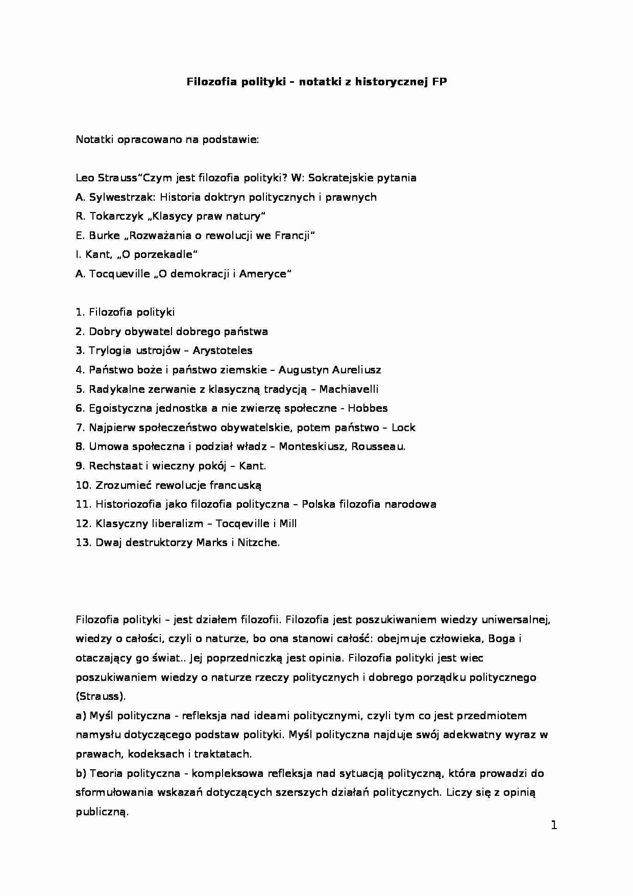 Filozofia polityki - wykład - strona 1