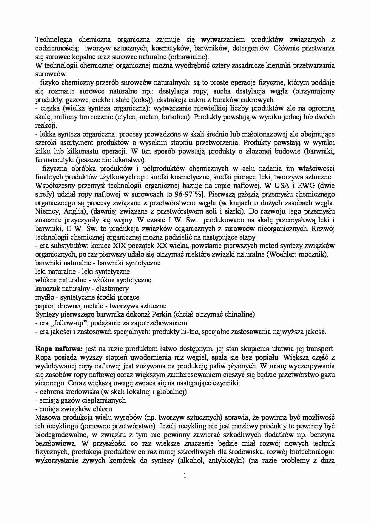 Technologia chemiczna - wykład - strona 1