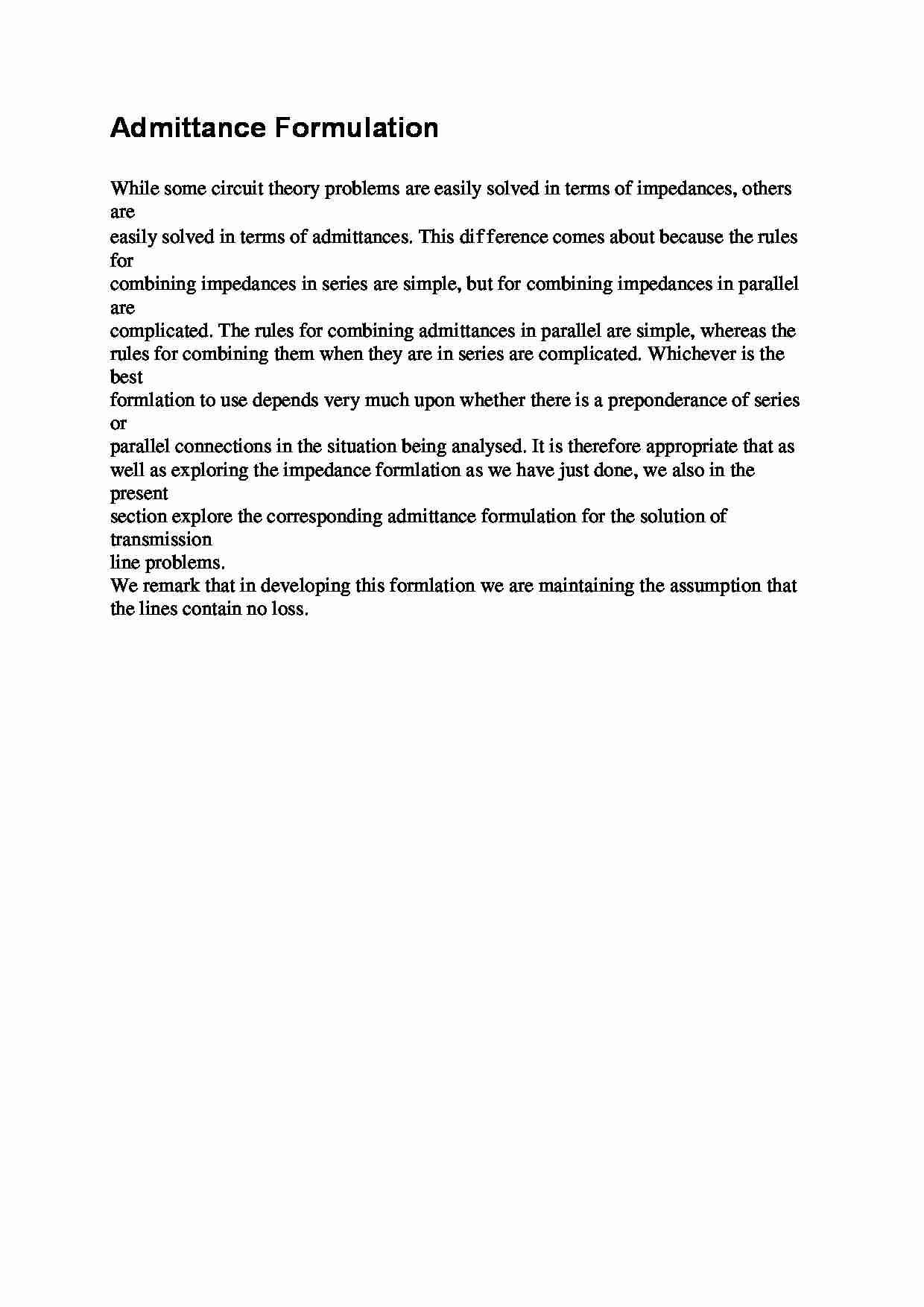 Admittance Formulation - wykład - strona 1