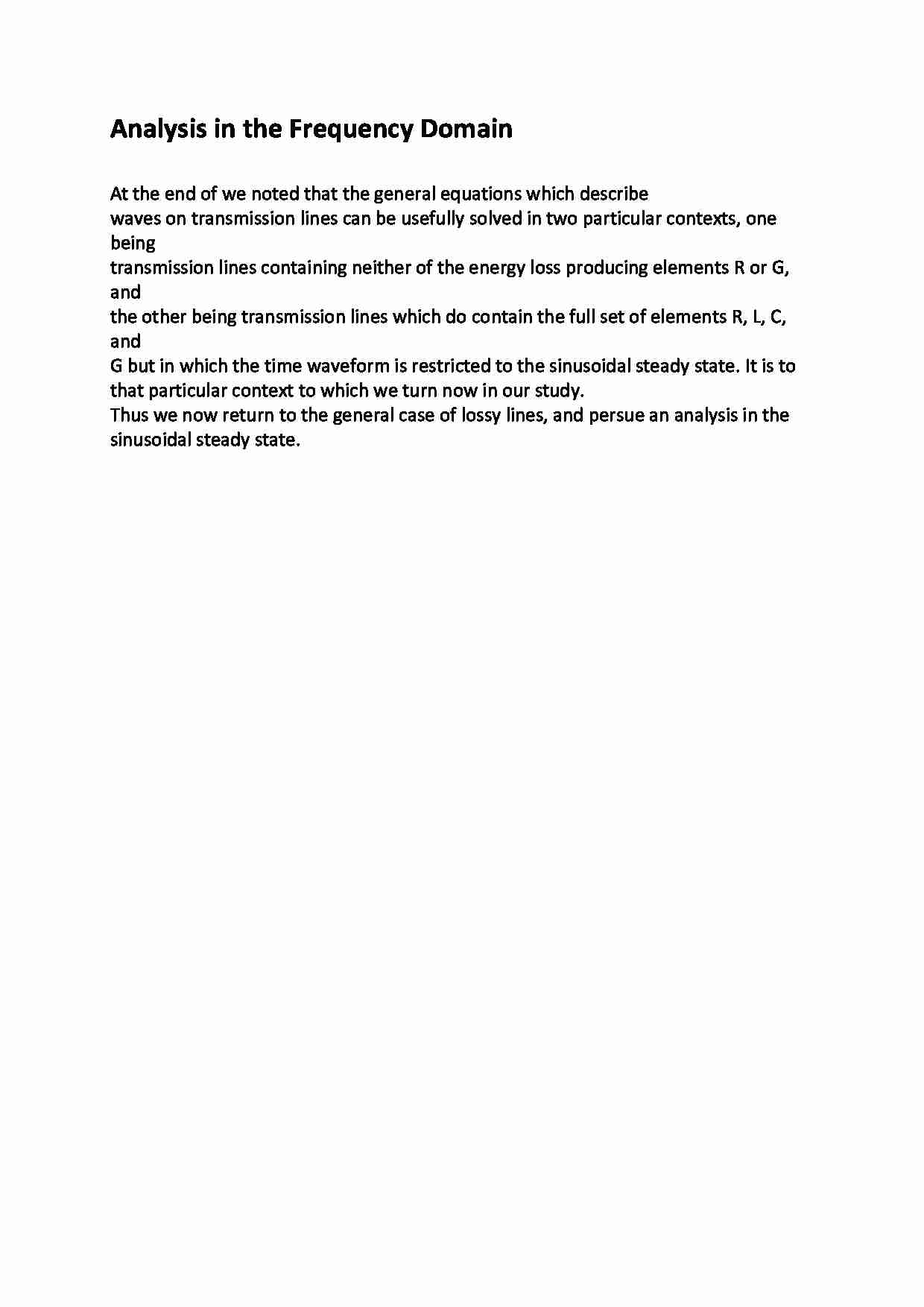 Analysis in the Frequency Domain - opracowanie - strona 1
