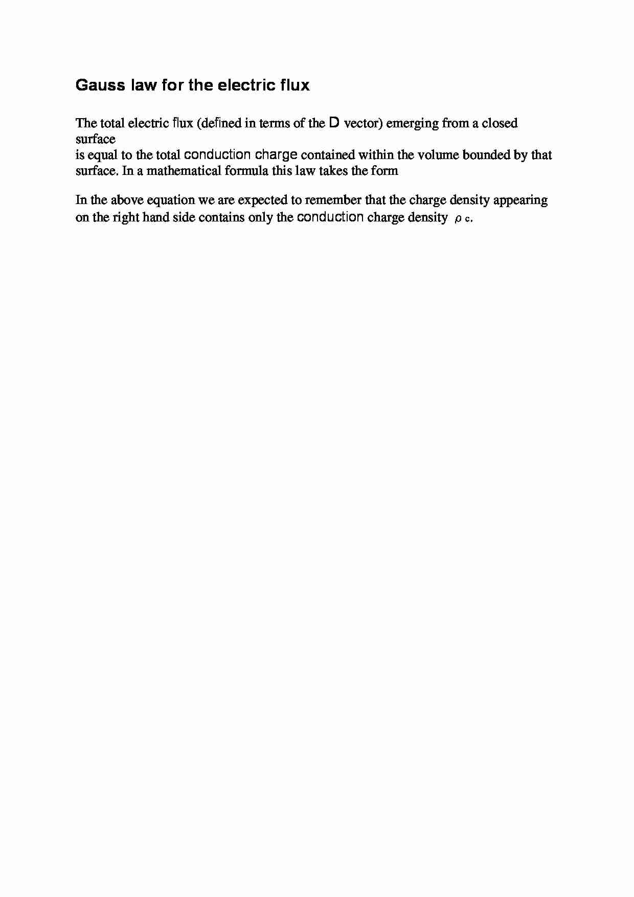 Gauss law for the electric flux - opracowanie - strona 1