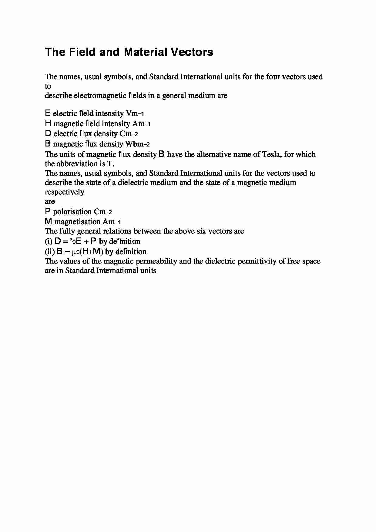 The Field and Material Vectors - wykład - strona 1