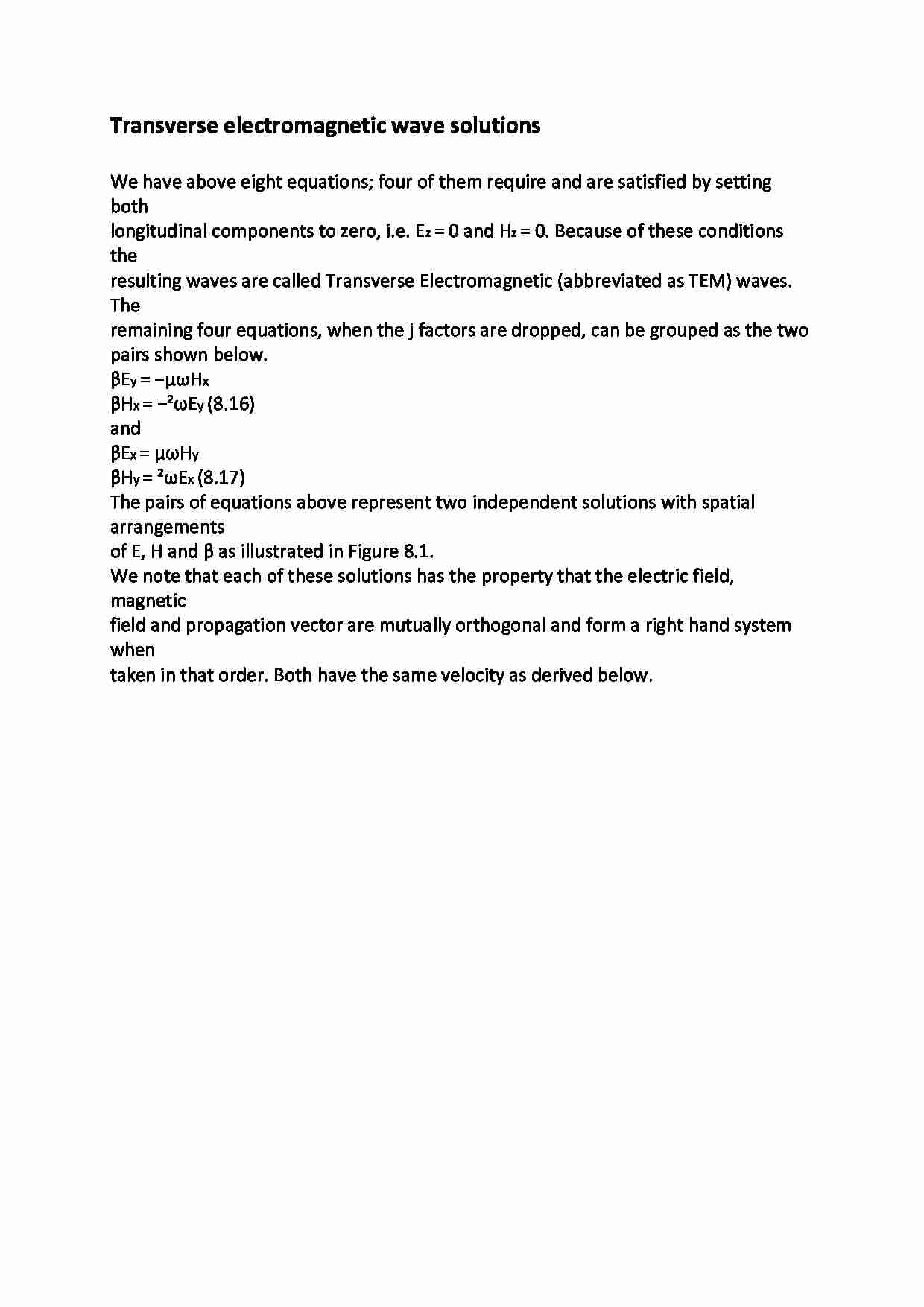 Transverse electromagnetic wave solutions - opracowanie - strona 1