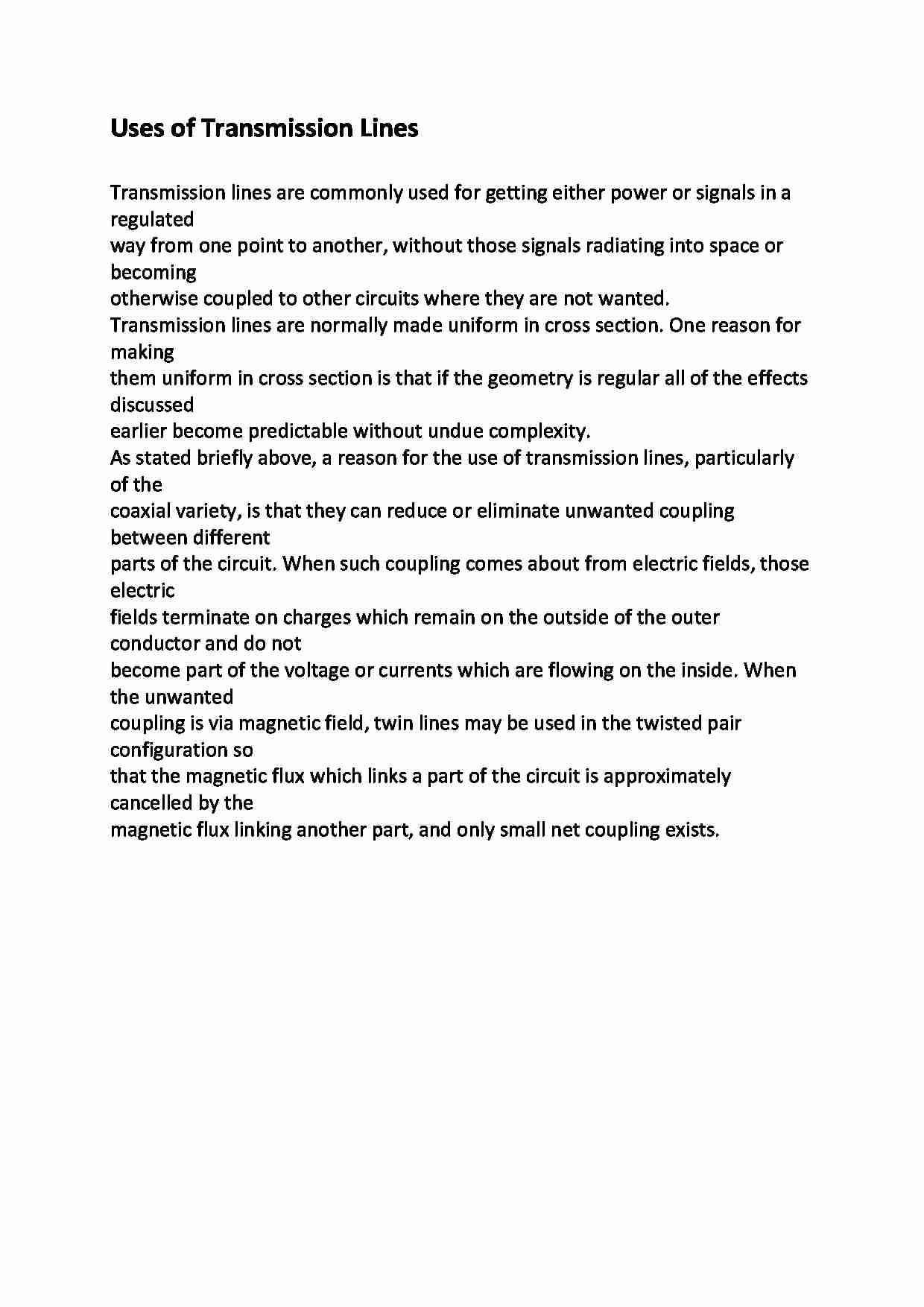 Uses of Transmission Lines - opracowanie - strona 1