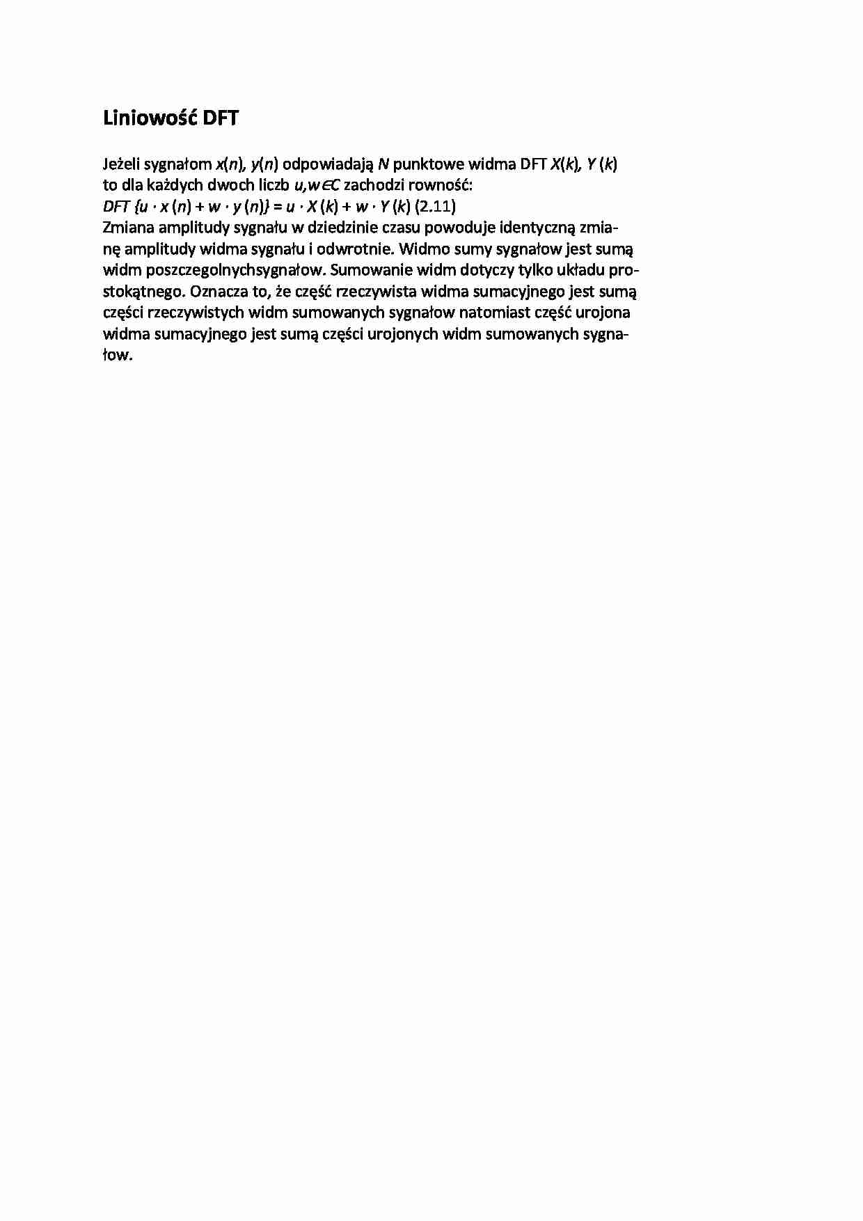 Liniowość DFT - opracowanie - strona 1