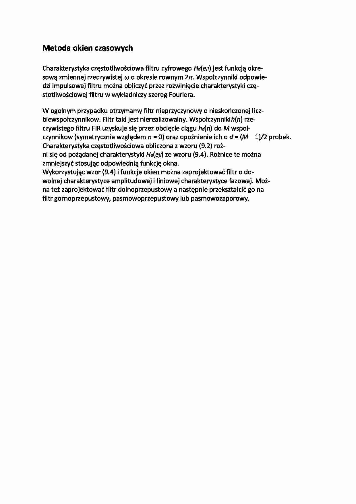 Metoda okien czasowych - wykład - strona 1