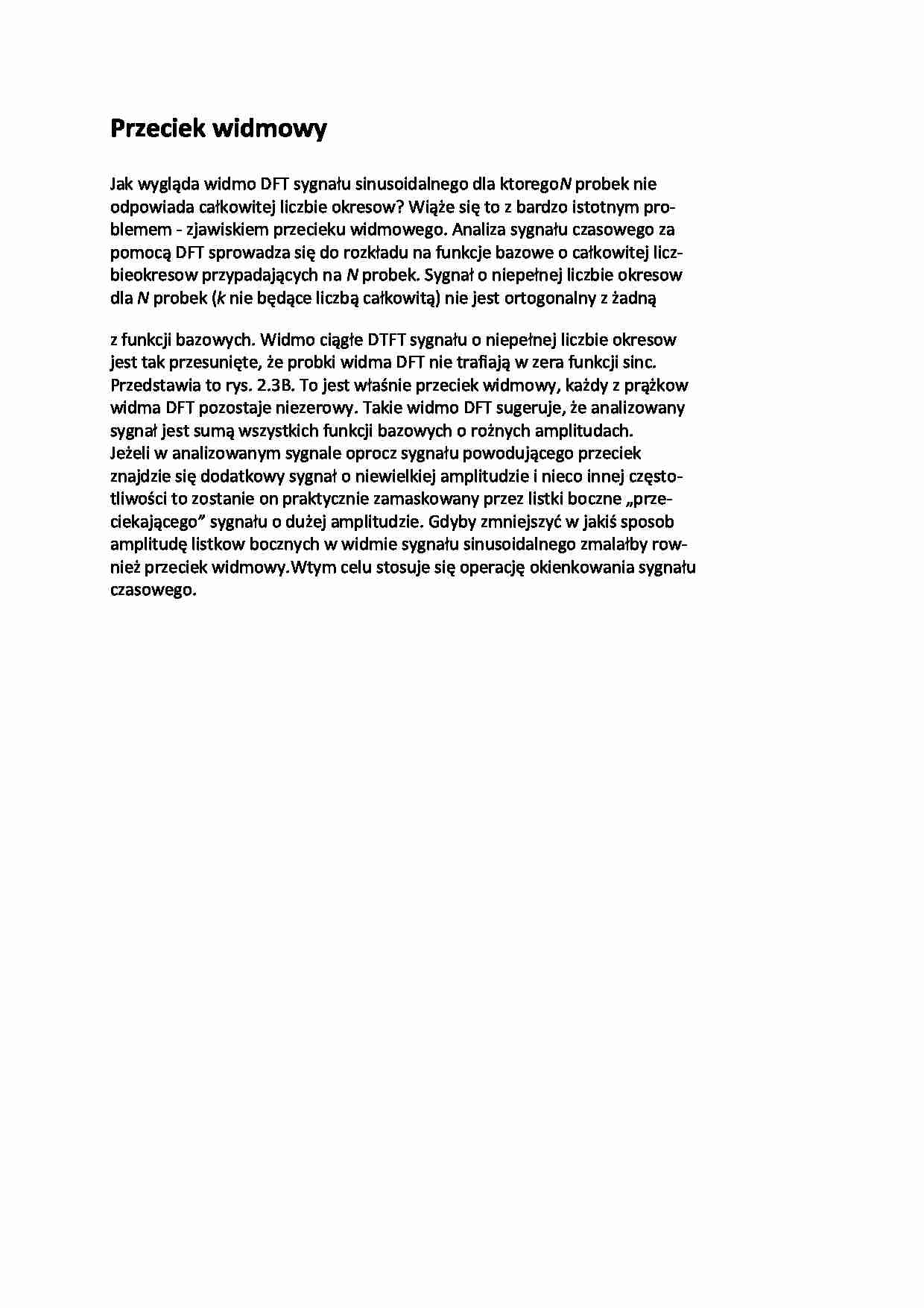 Przeciek widmowy - wykład - strona 1