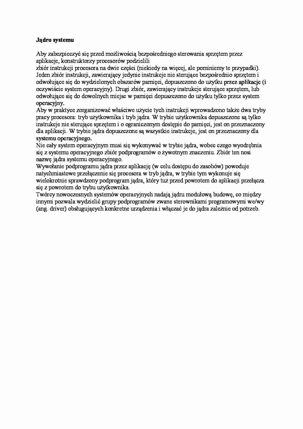 Jądro systemu - wykład - strona 1