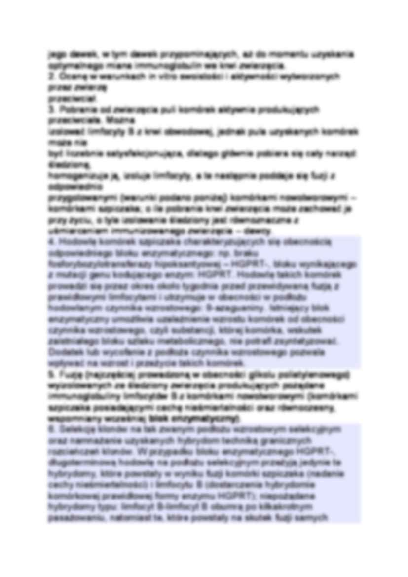 Zasada selekcji na podłożu HAT przy produkcji przeciwciał monoklonalnych - wykład - strona 2