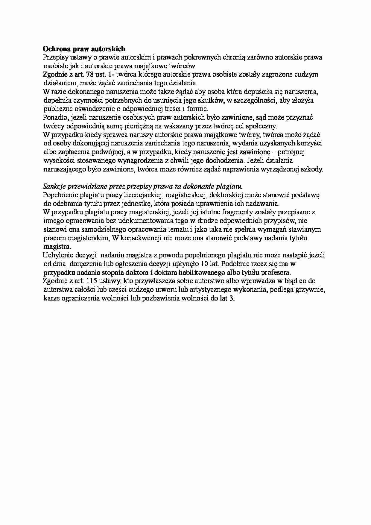 Ochrona praw autorskich - wykład - strona 1