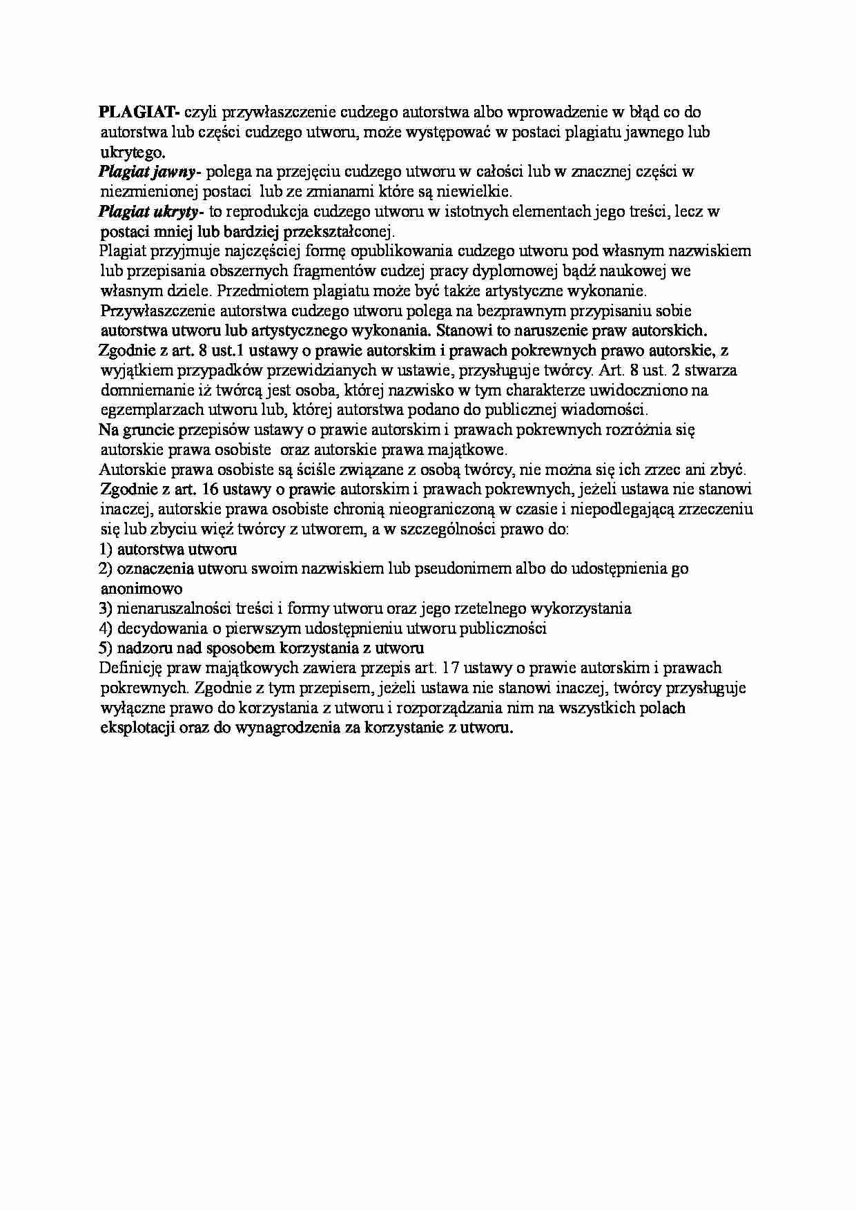 PLAGIAT - wykład - strona 1