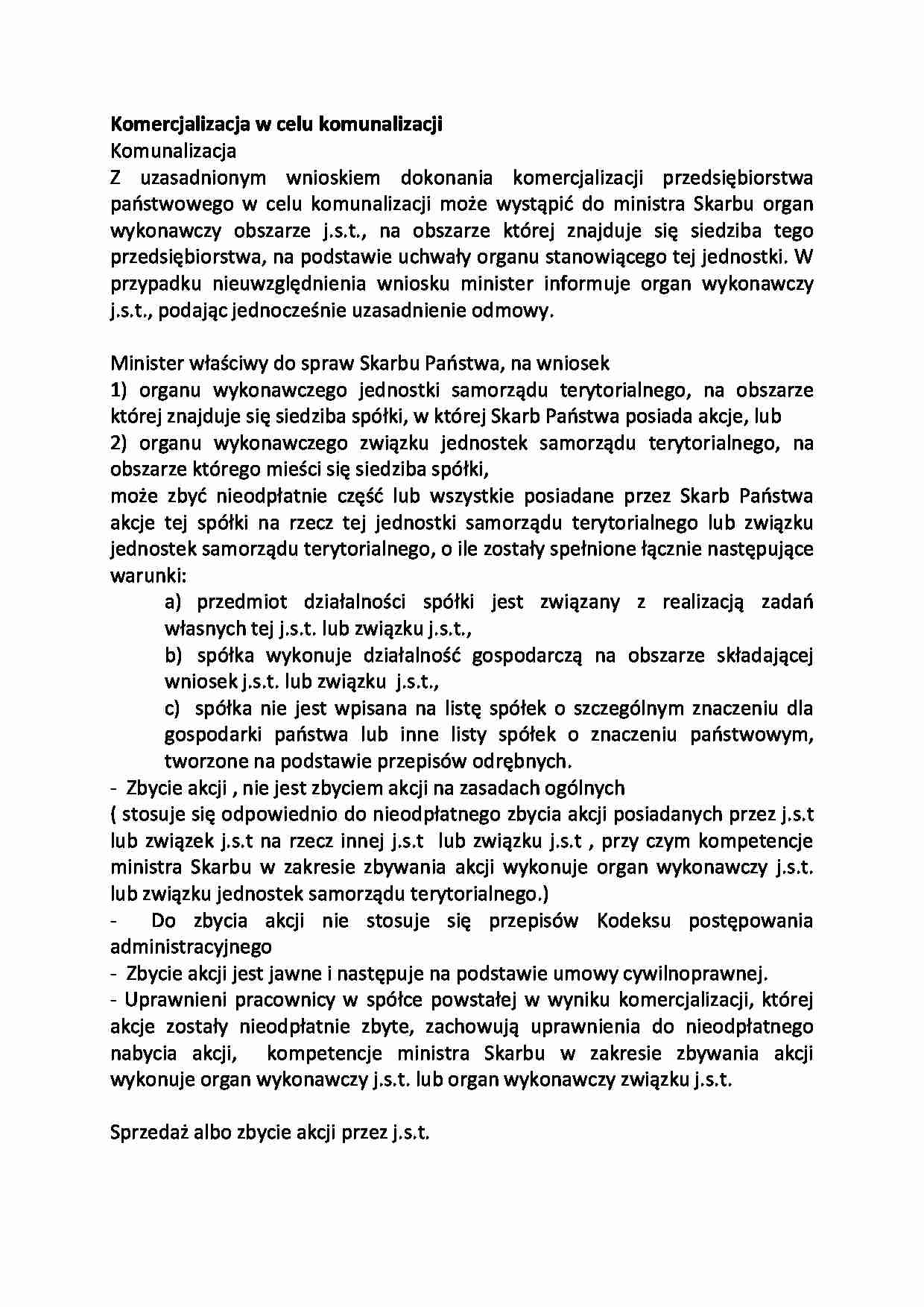 Komercjalizacja w celu komunalizacji - strona 1