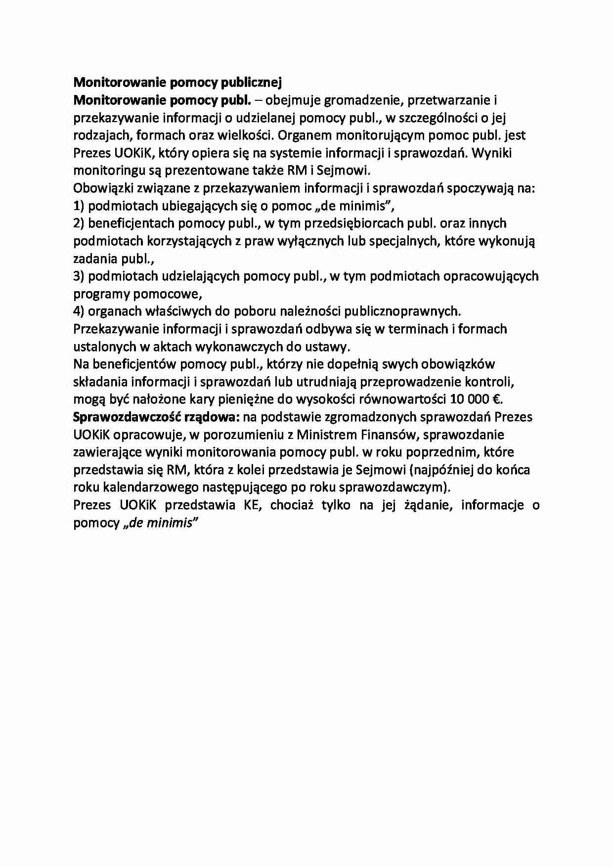 Monitorowanie pomocy publicznej - strona 1