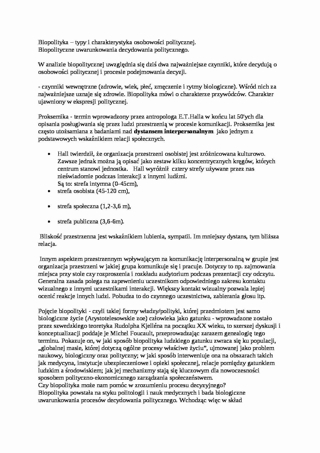 Nauka o polityce - Biopolityka - strona 1