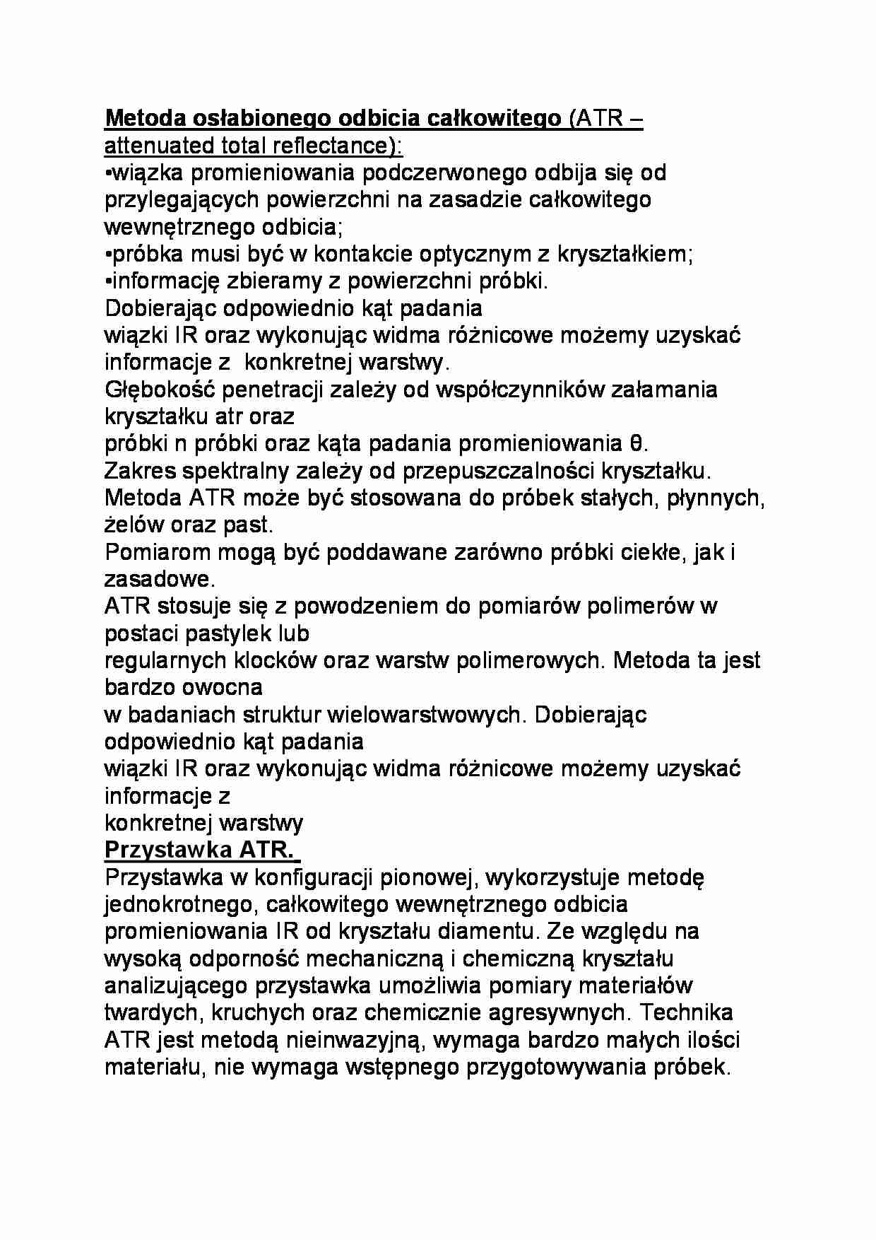 Metoda osłabionego odbicia całkowitego - strona 1