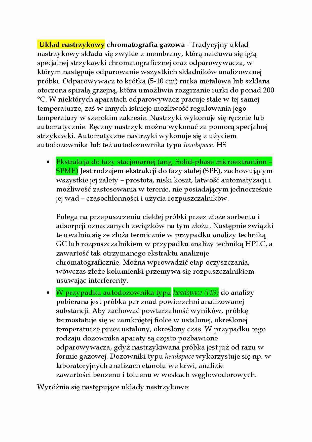 Układ nastrzykowy chromatografia gazowa - strona 1