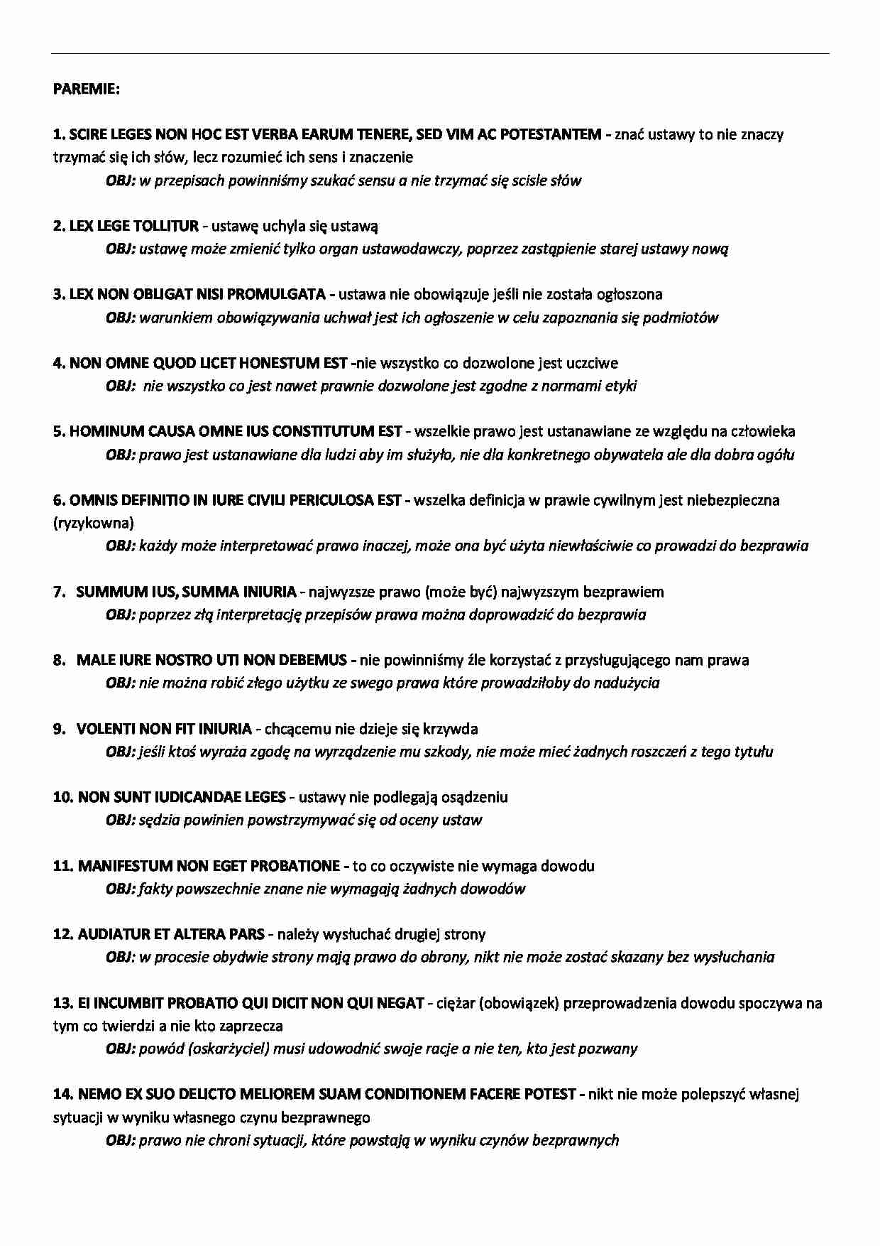 Paremie - wykład z łacina - strona 1