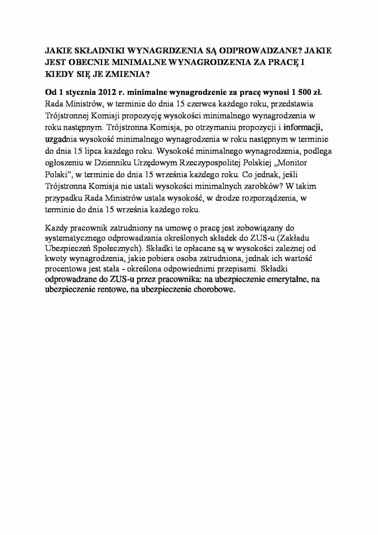 Składniki wynagrodzenia - odprowadzane - strona 1