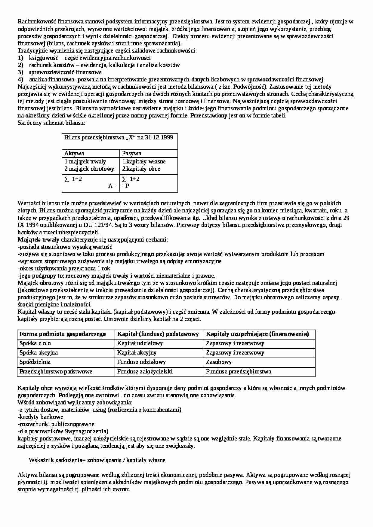 Rachunkowosc finansowa - materiały - strona 1