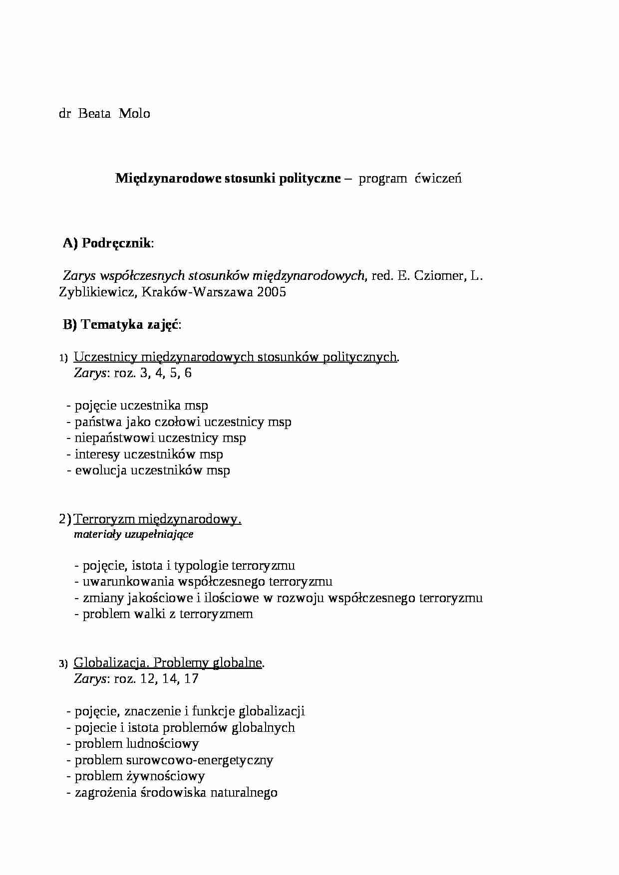międzynarodowe stosunki polityczne - Terroryzm międzynarodowy - strona 1