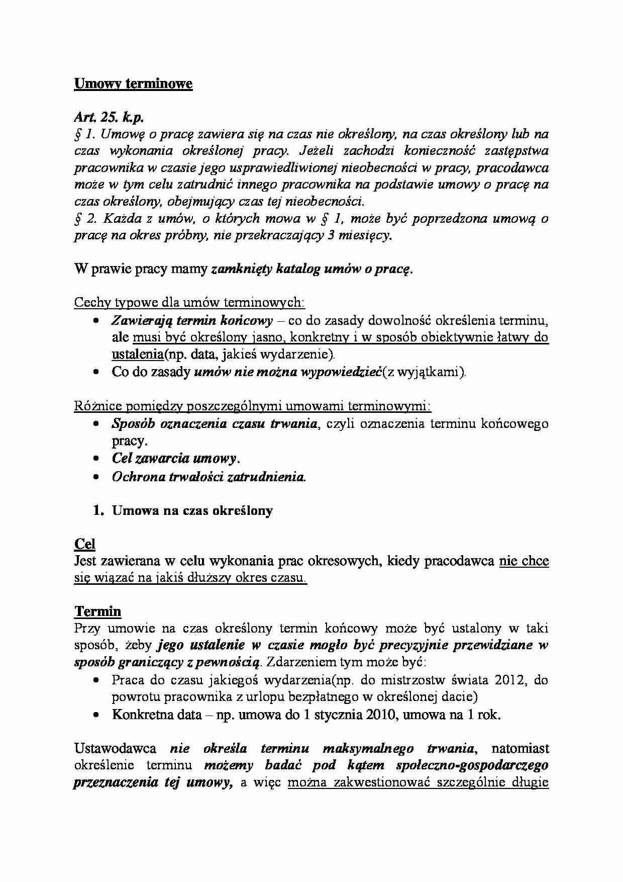 Umowy terminowe - wykład - strona 1