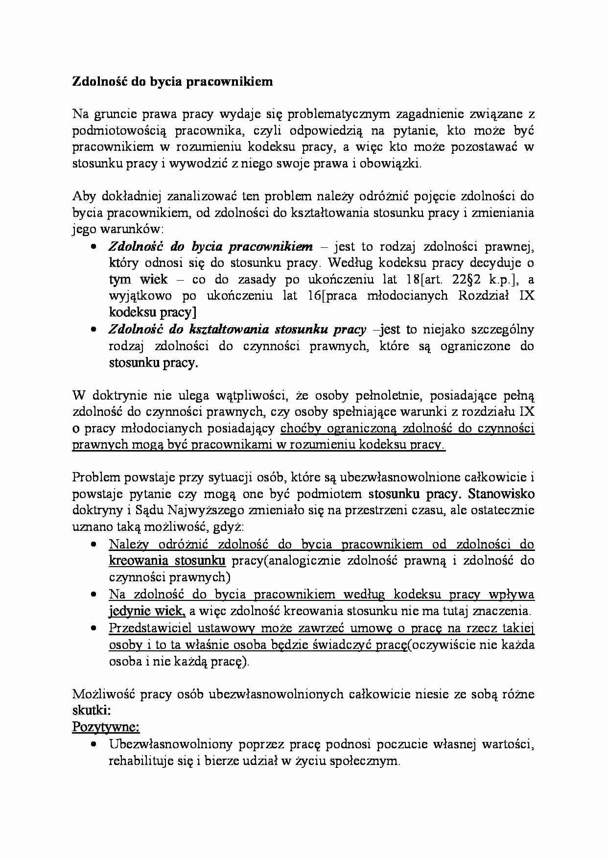 Zdolność do bycia pracownikiem - strona 1