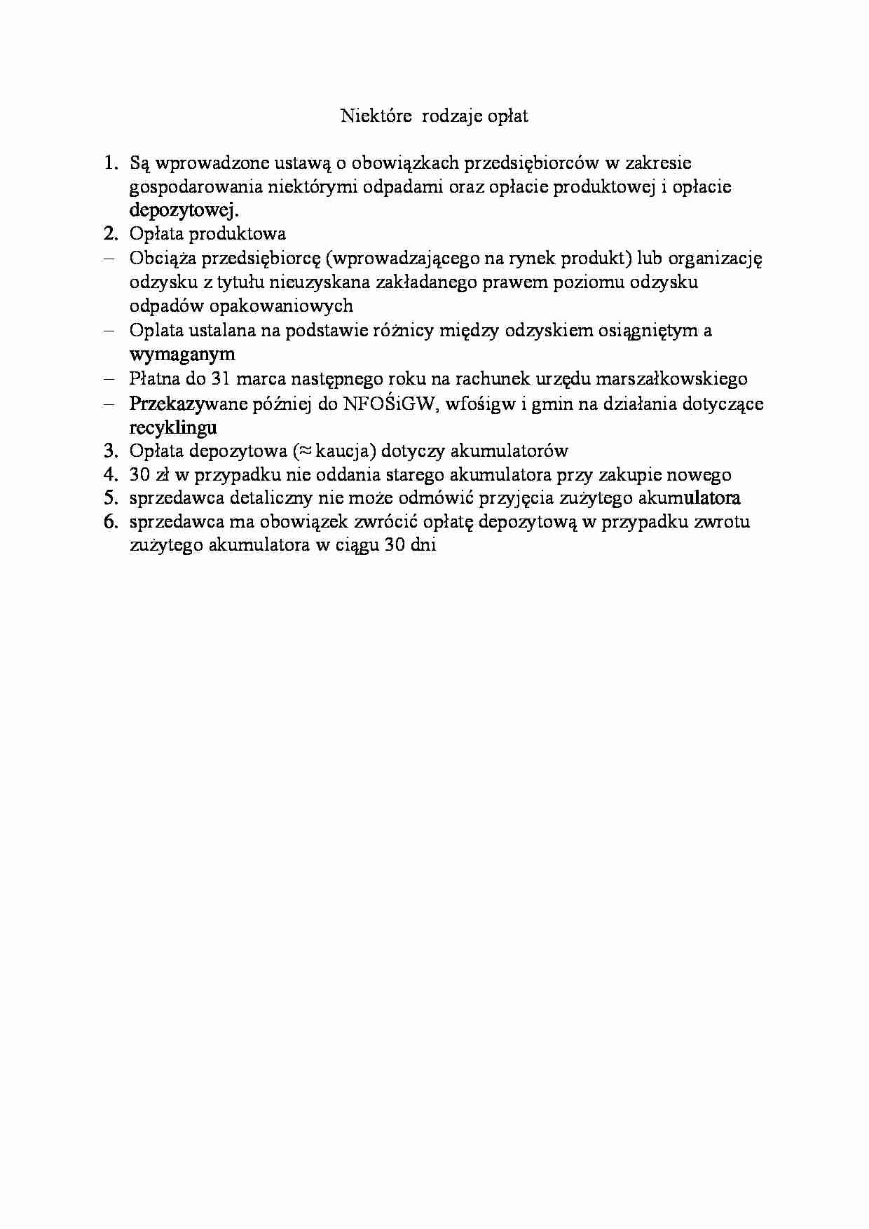 Niektóre  rodzaje opłat - strona 1