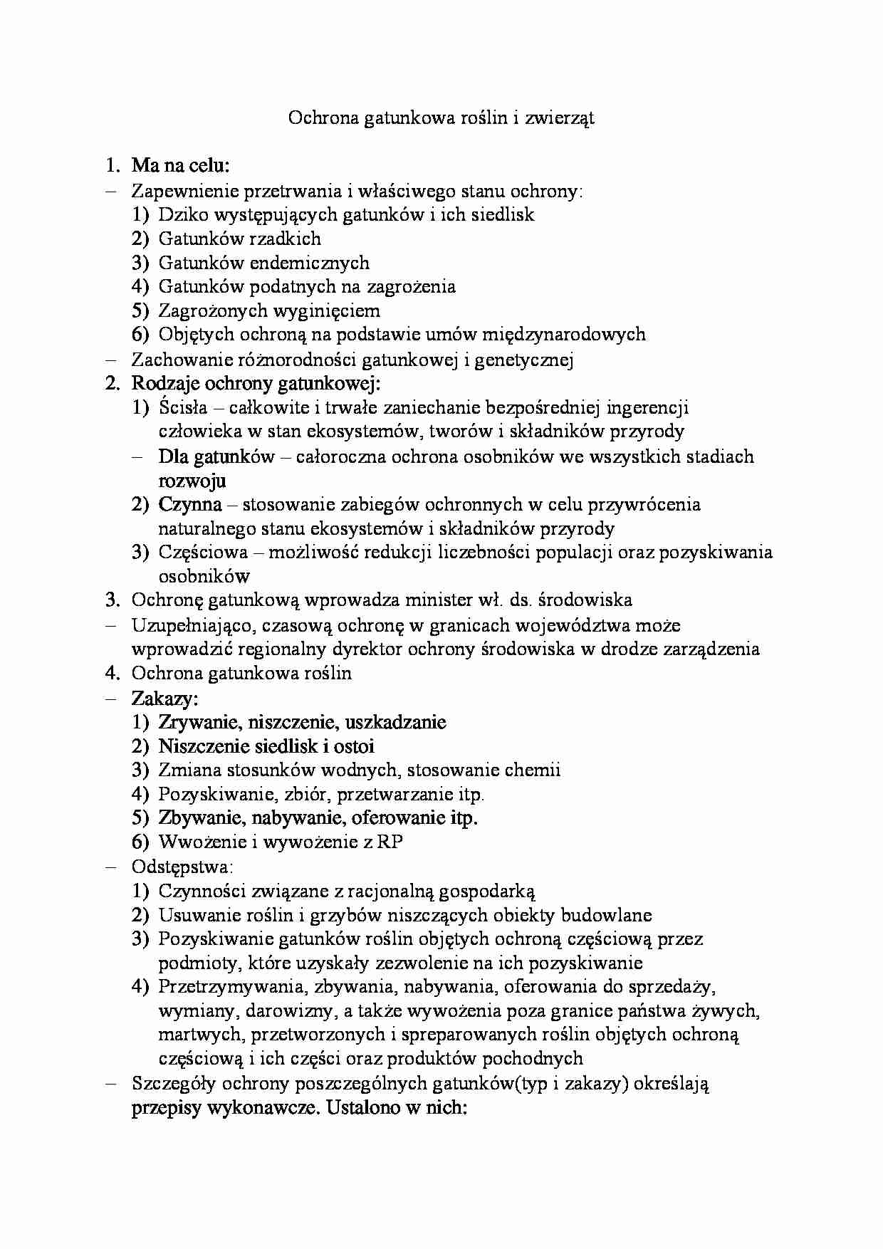 Ochrona gatunkowa roślin i zwierząt - strona 1