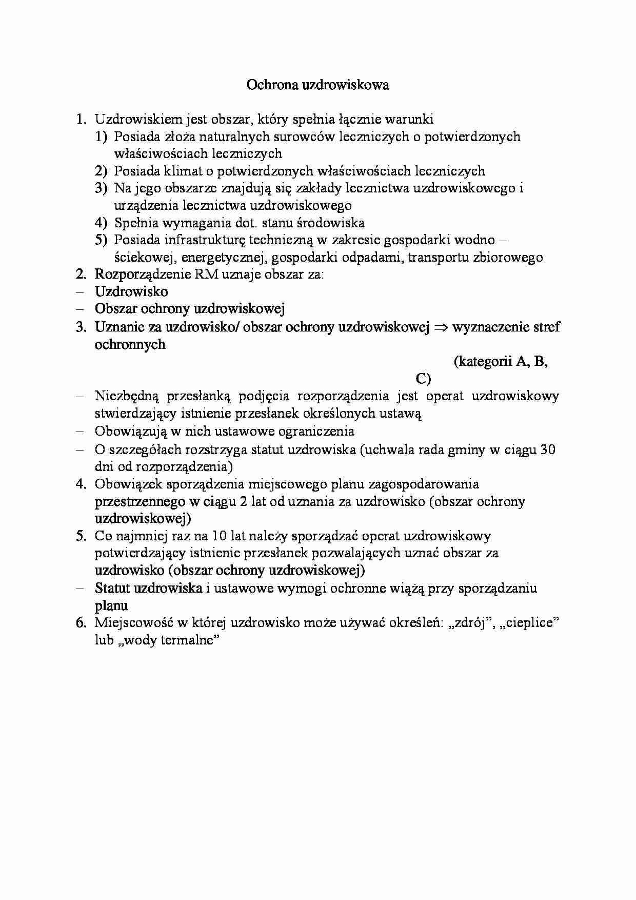 Ochrona uzdrowiskowa - wykład - strona 1