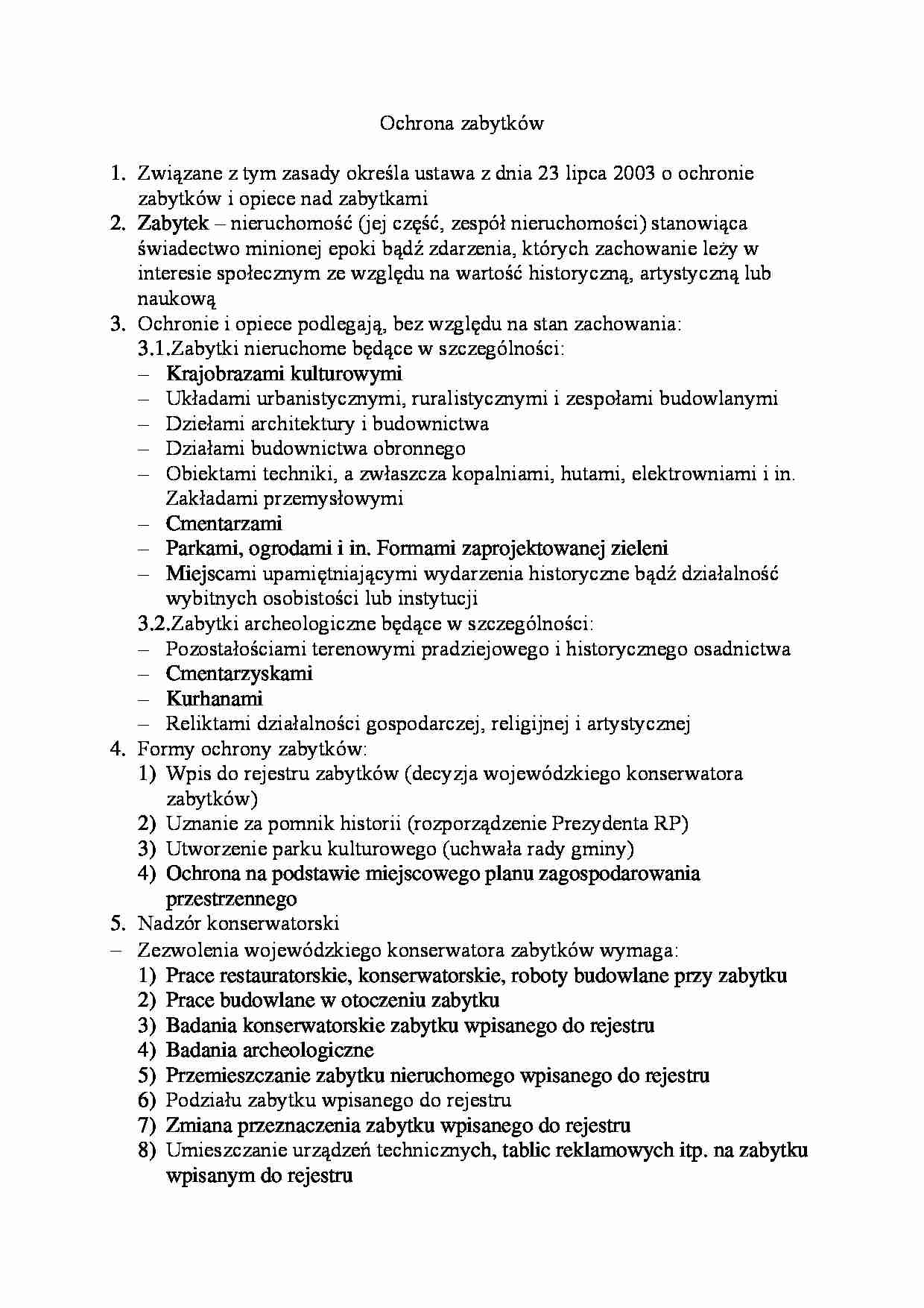 Ochrona zabytków - wykład - strona 1