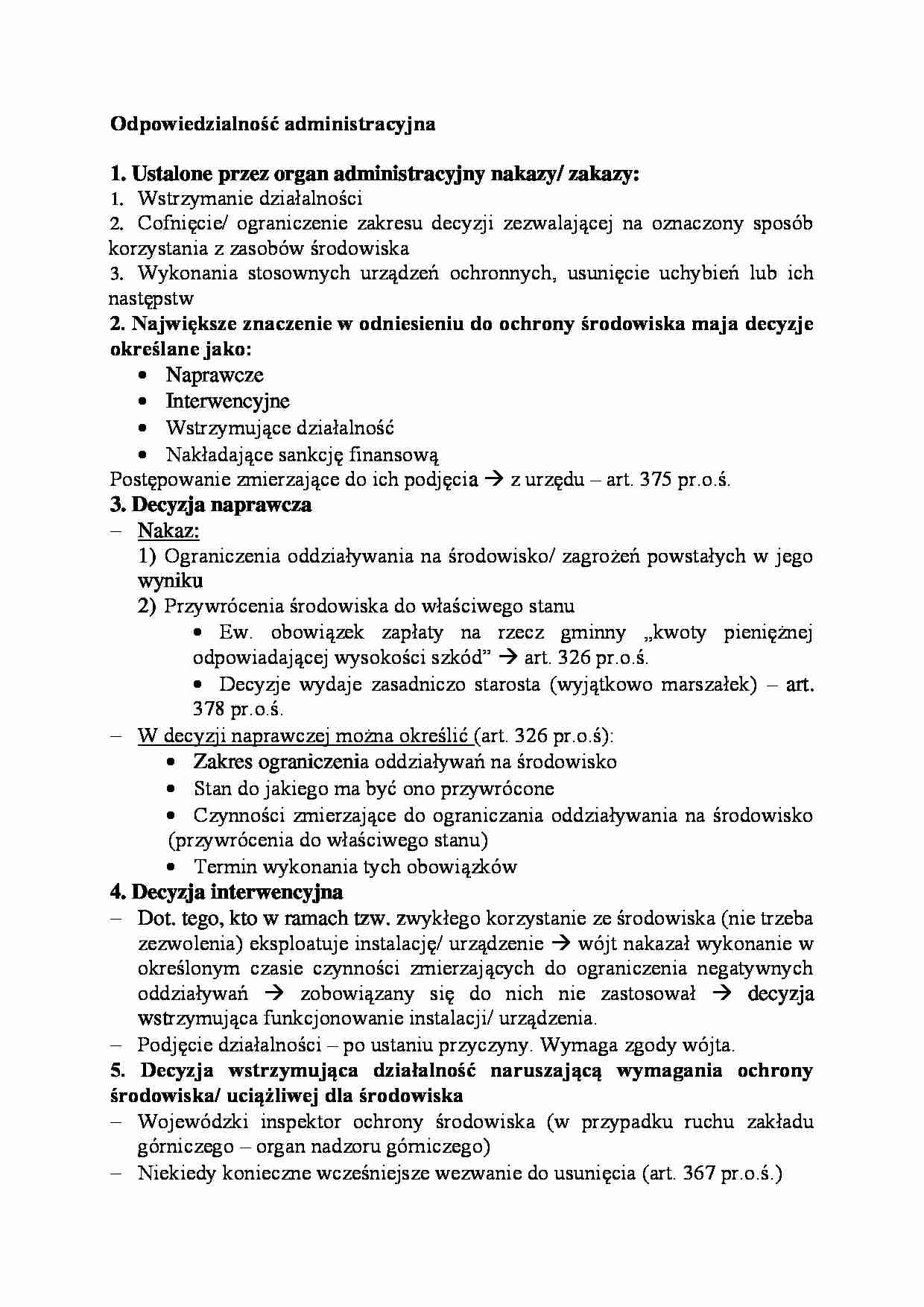 Odpowiedzialność administracyjna - wykład - strona 1