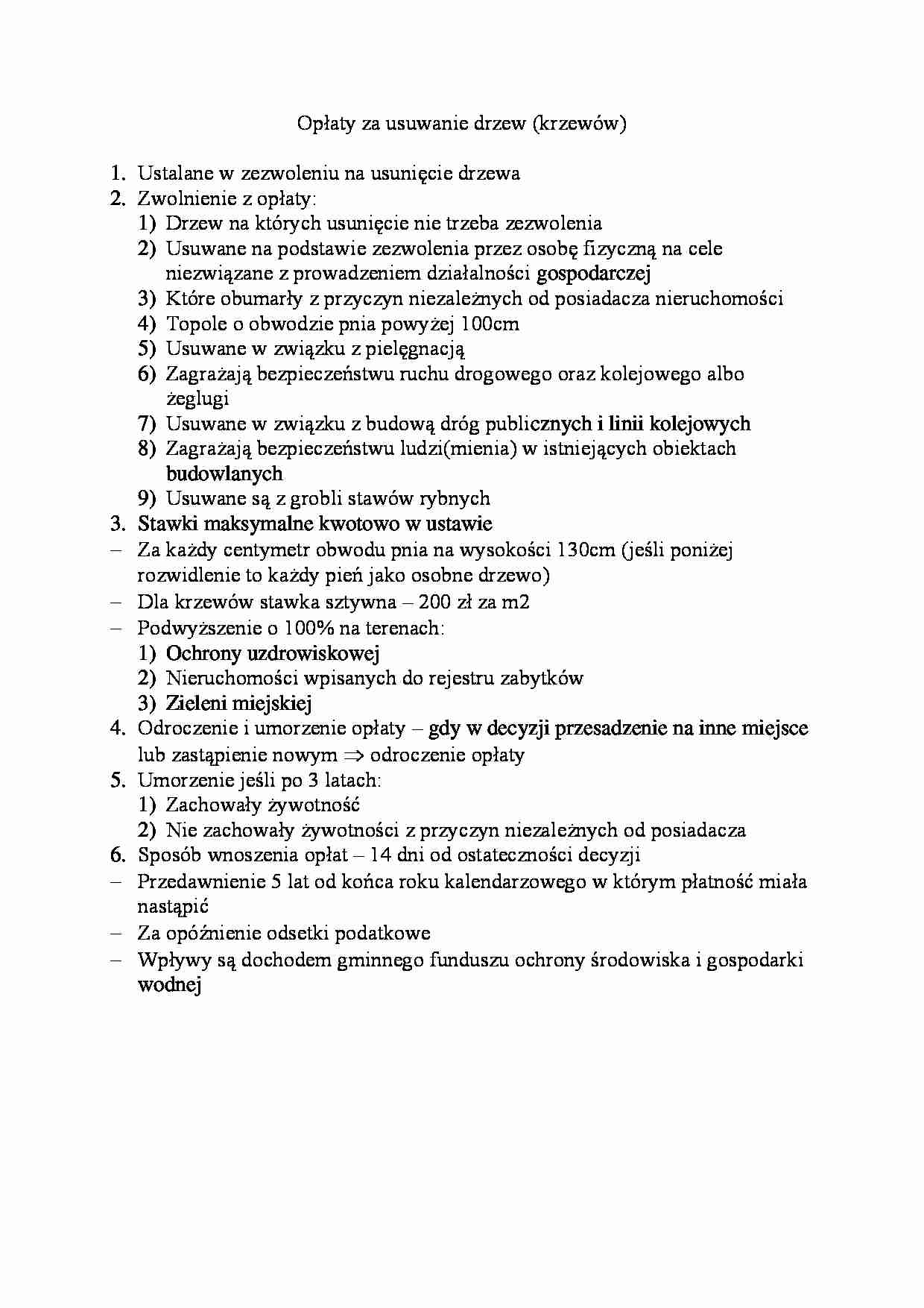 Opłaty za usuwanie drzew - strona 1