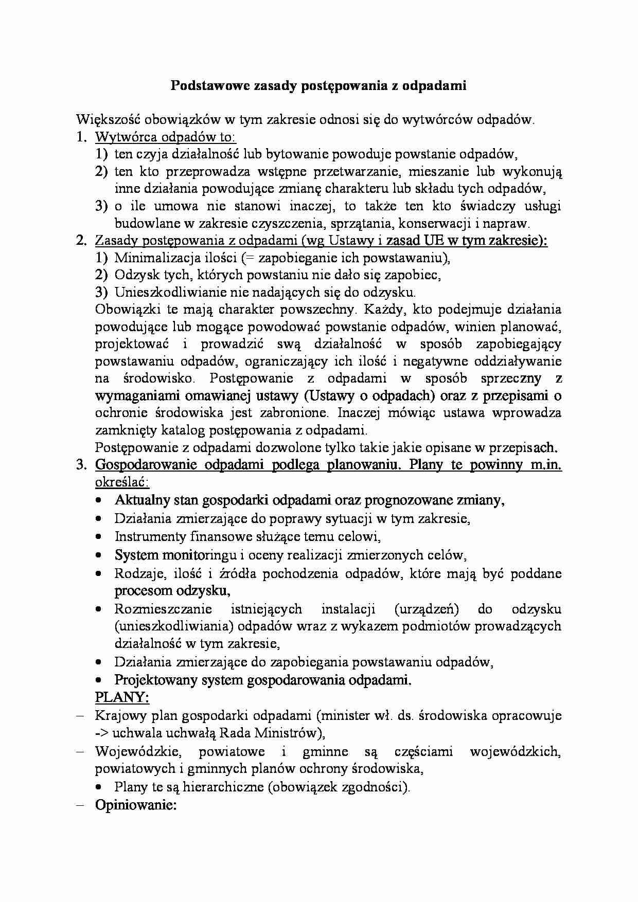 Podstawowe zasady postępowania z odpadami - strona 1