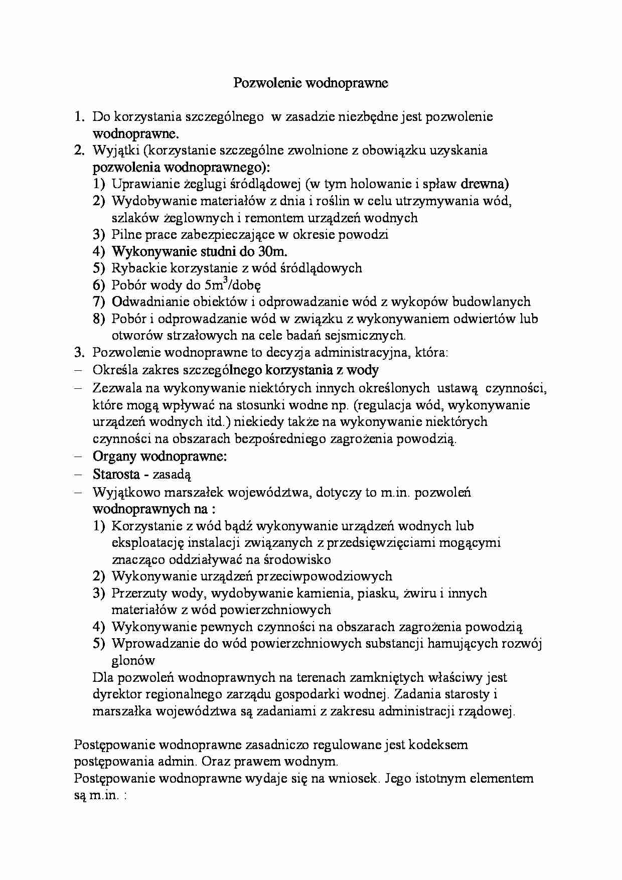 Pozwolenie wodnoprawne - wykład - strona 1