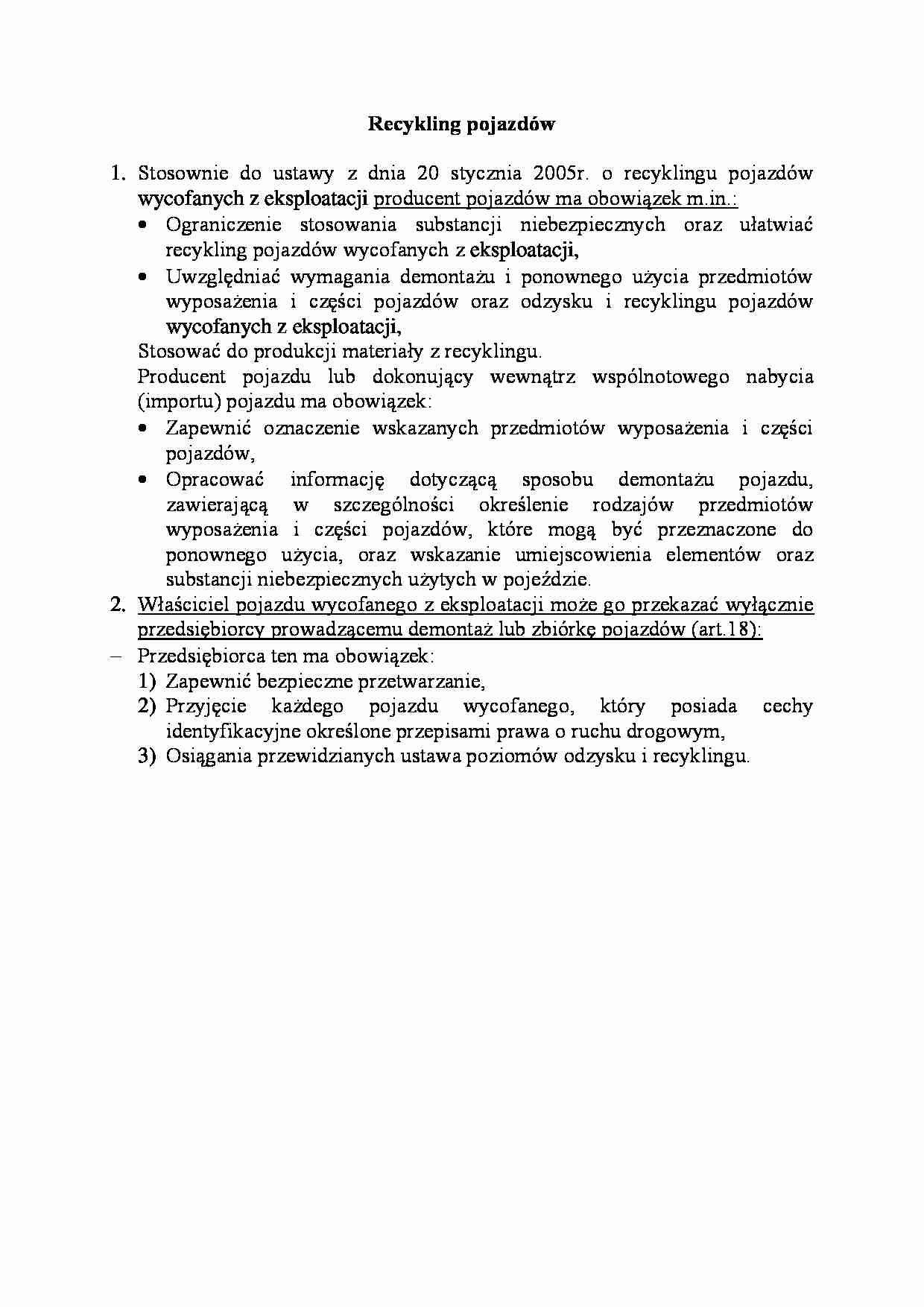 Recykling pojazdów - wykład - strona 1