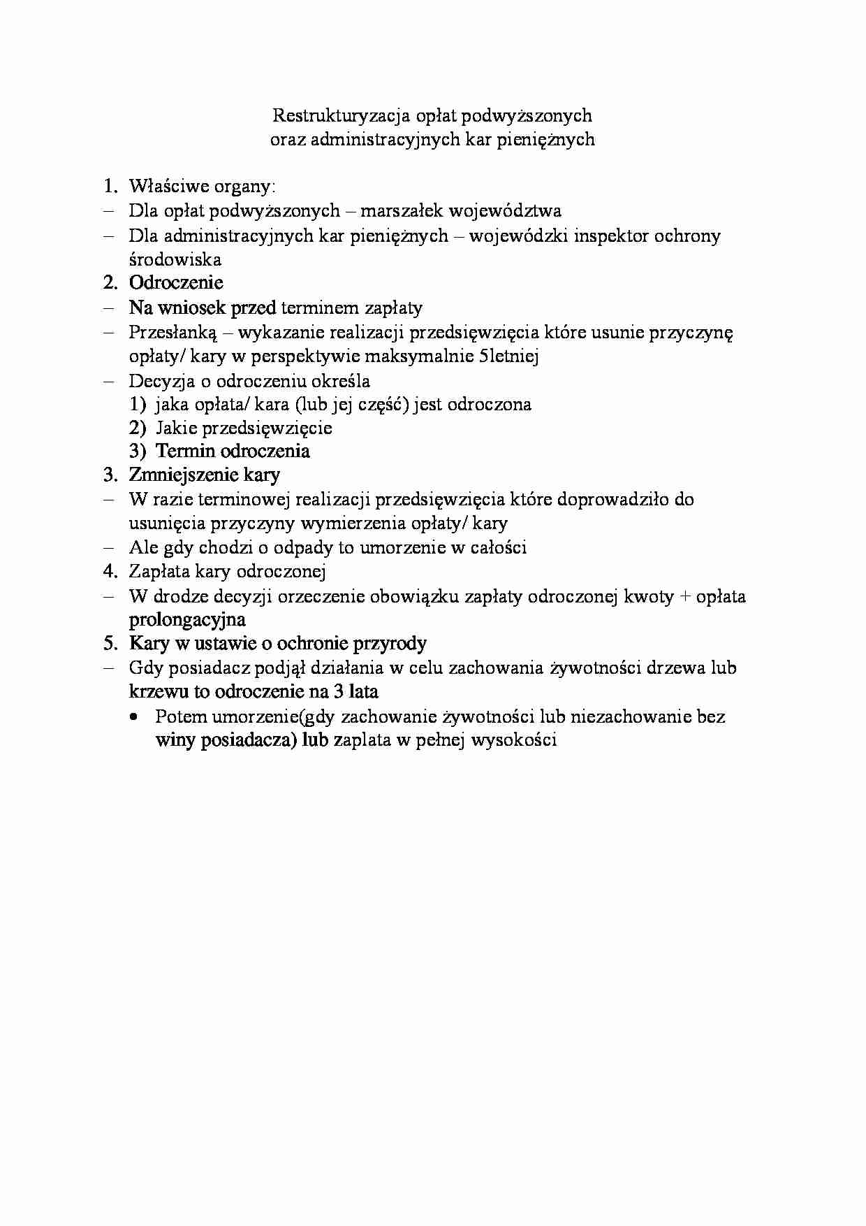 Restrukturyzacja opłat podwyższonych - strona 1