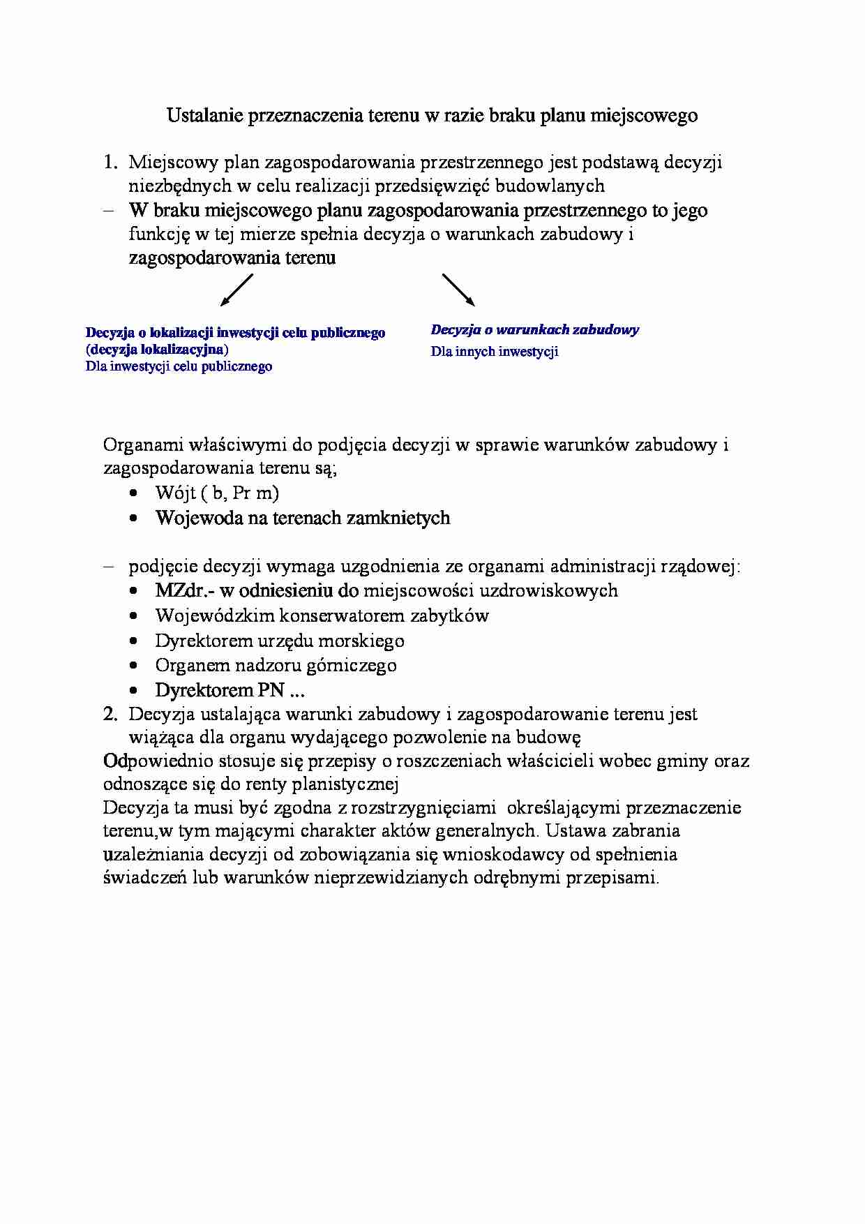 Ustalanie przeznaczenia terenu w razie braku planu miejscowego - strona 1