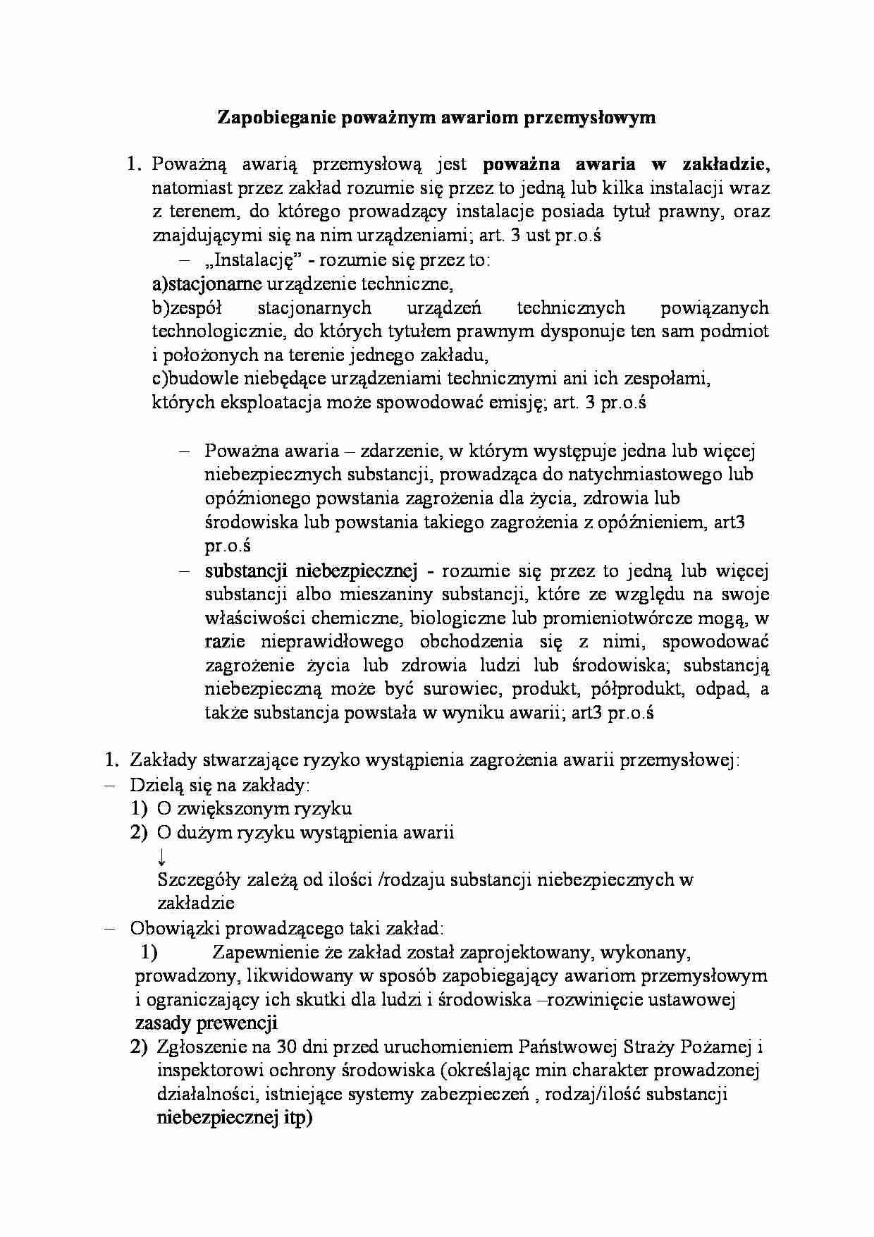 Zapobieganie poważnym awariom przemysłowym - strona 1