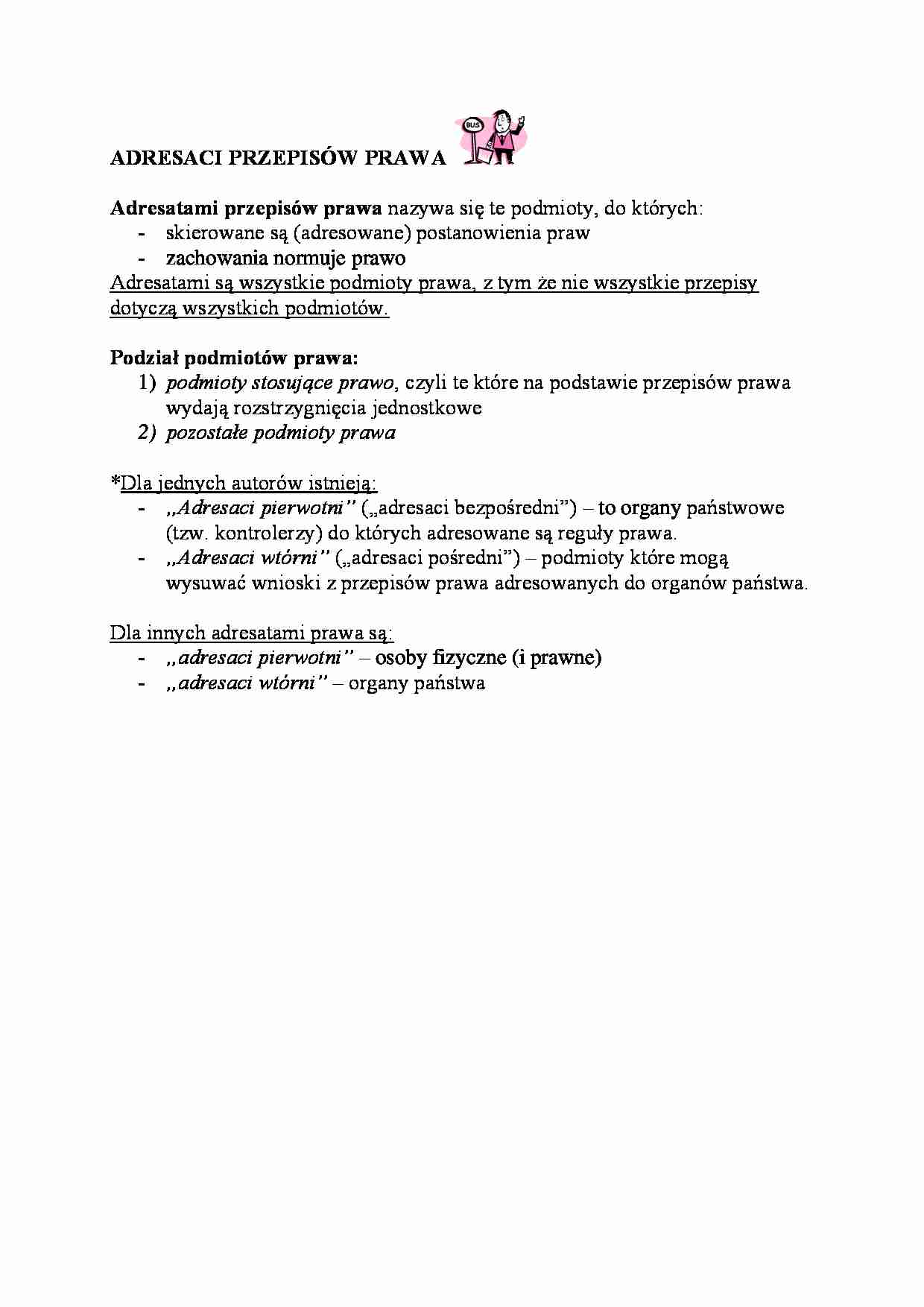 Adresaci przepisów prawa - strona 1