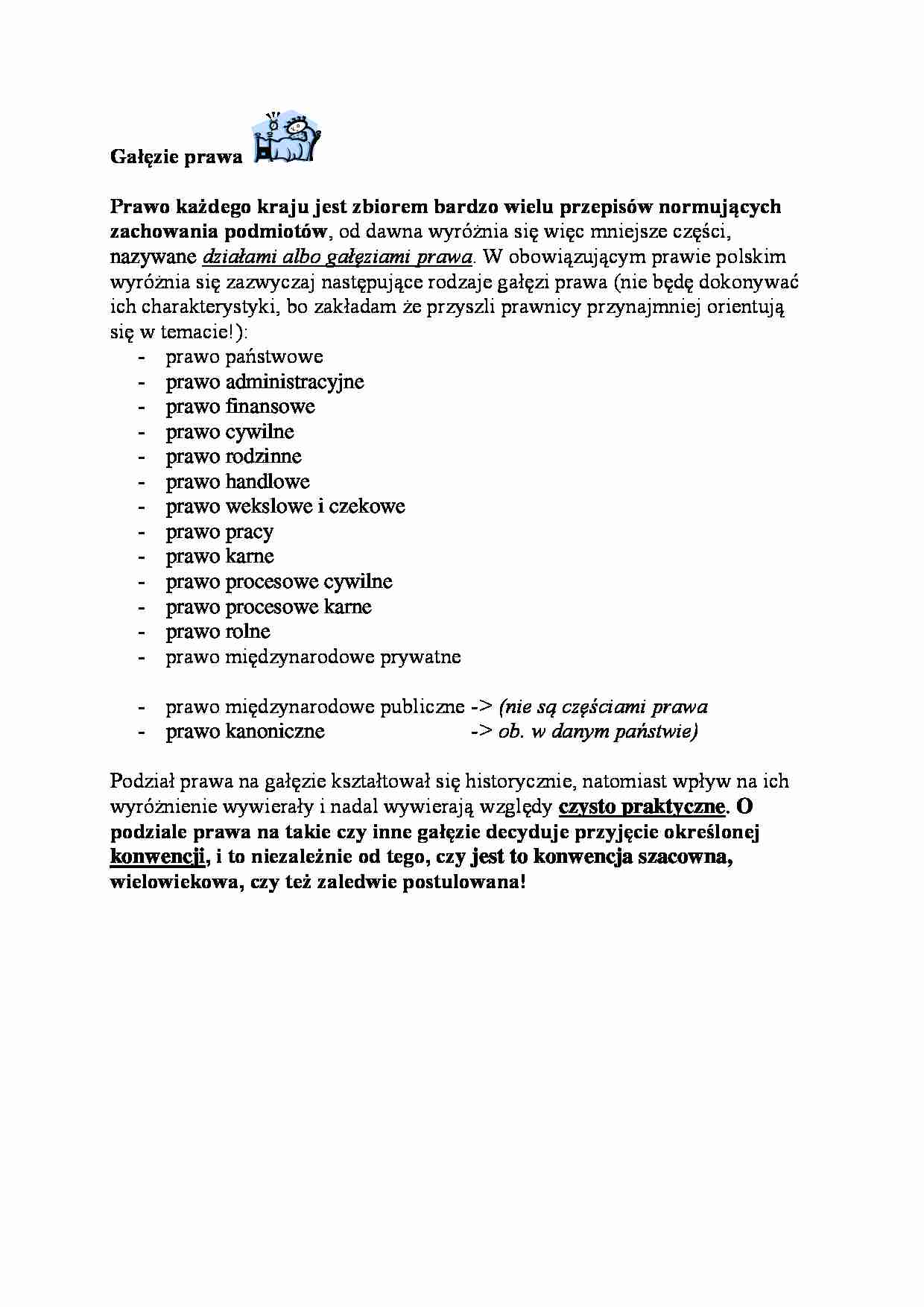 Gałęzie prawa - wykład - strona 1