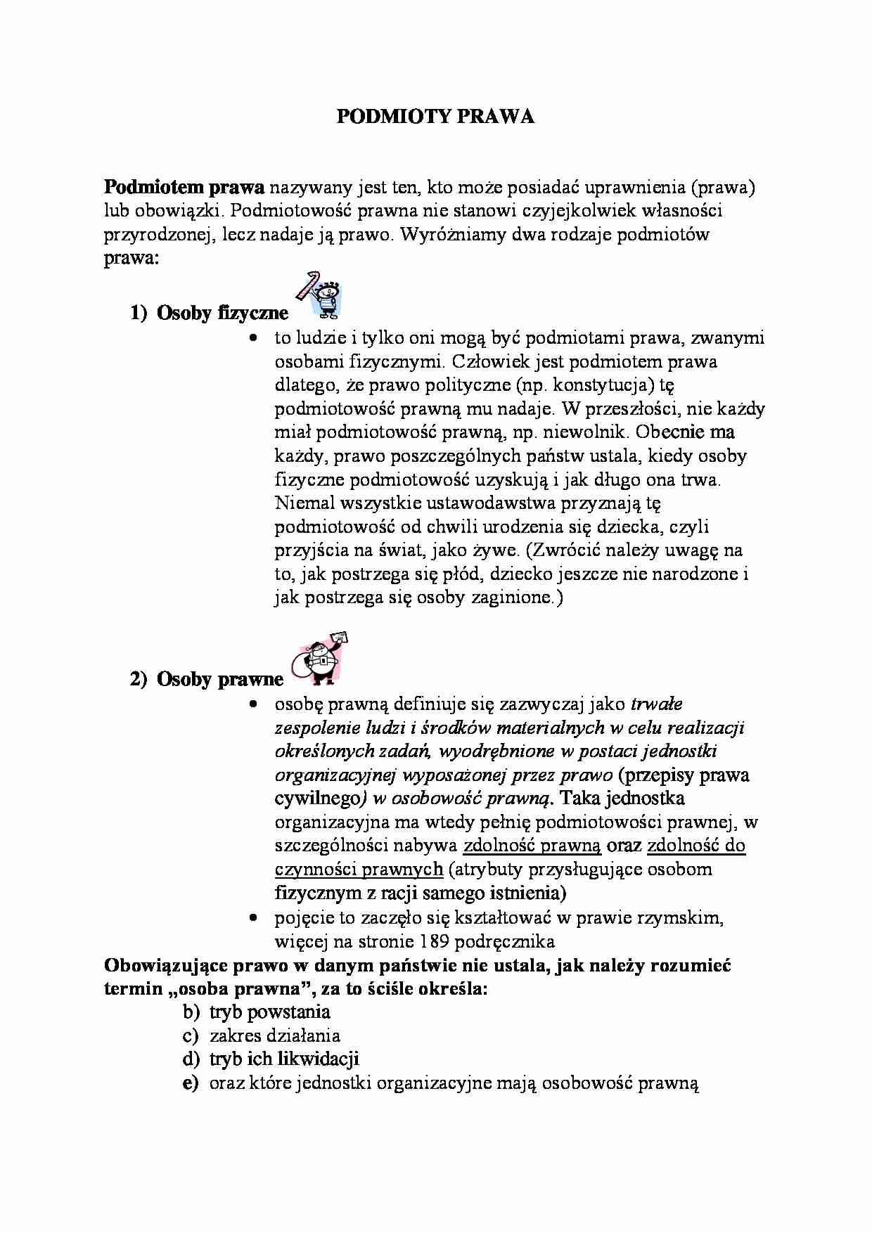 Wykład z prawoznastwa - podmioty prawa - strona 1