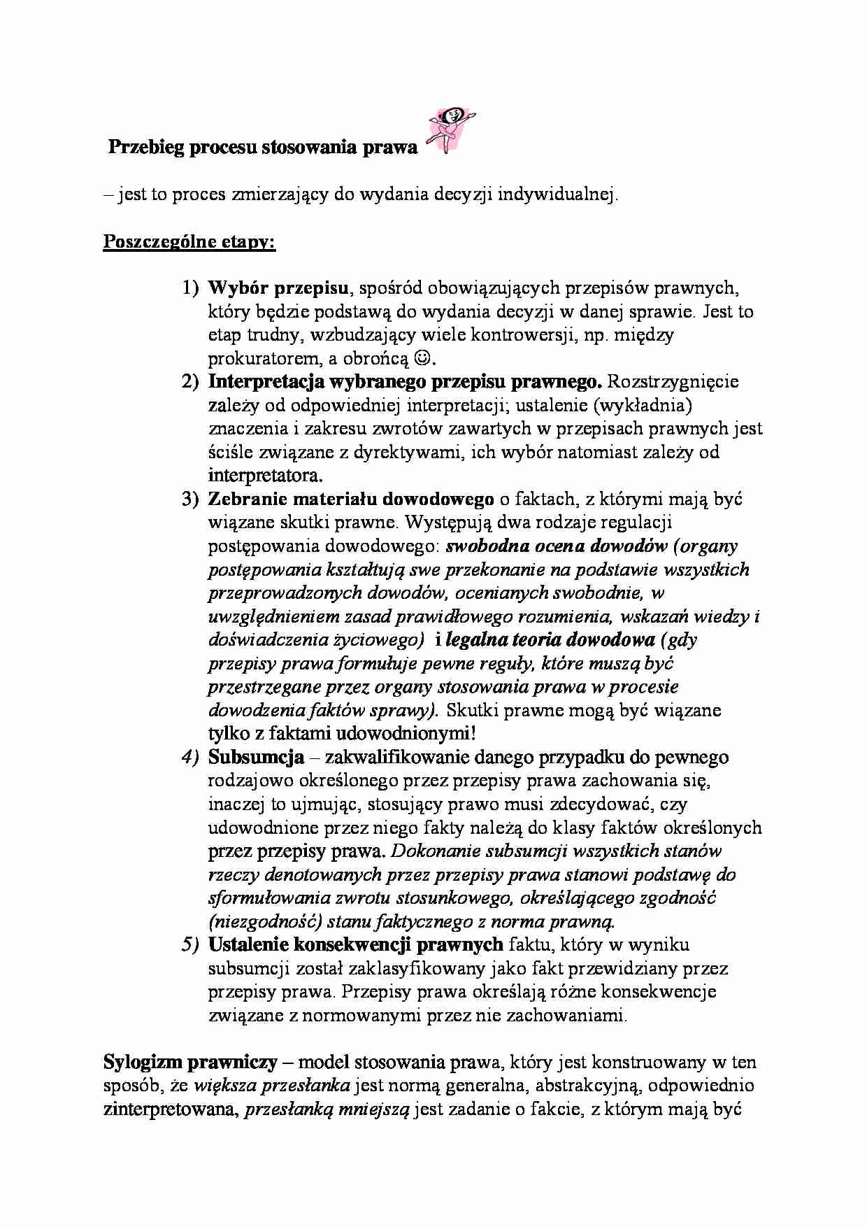 Przebieg procesu stosowania prawa - strona 1