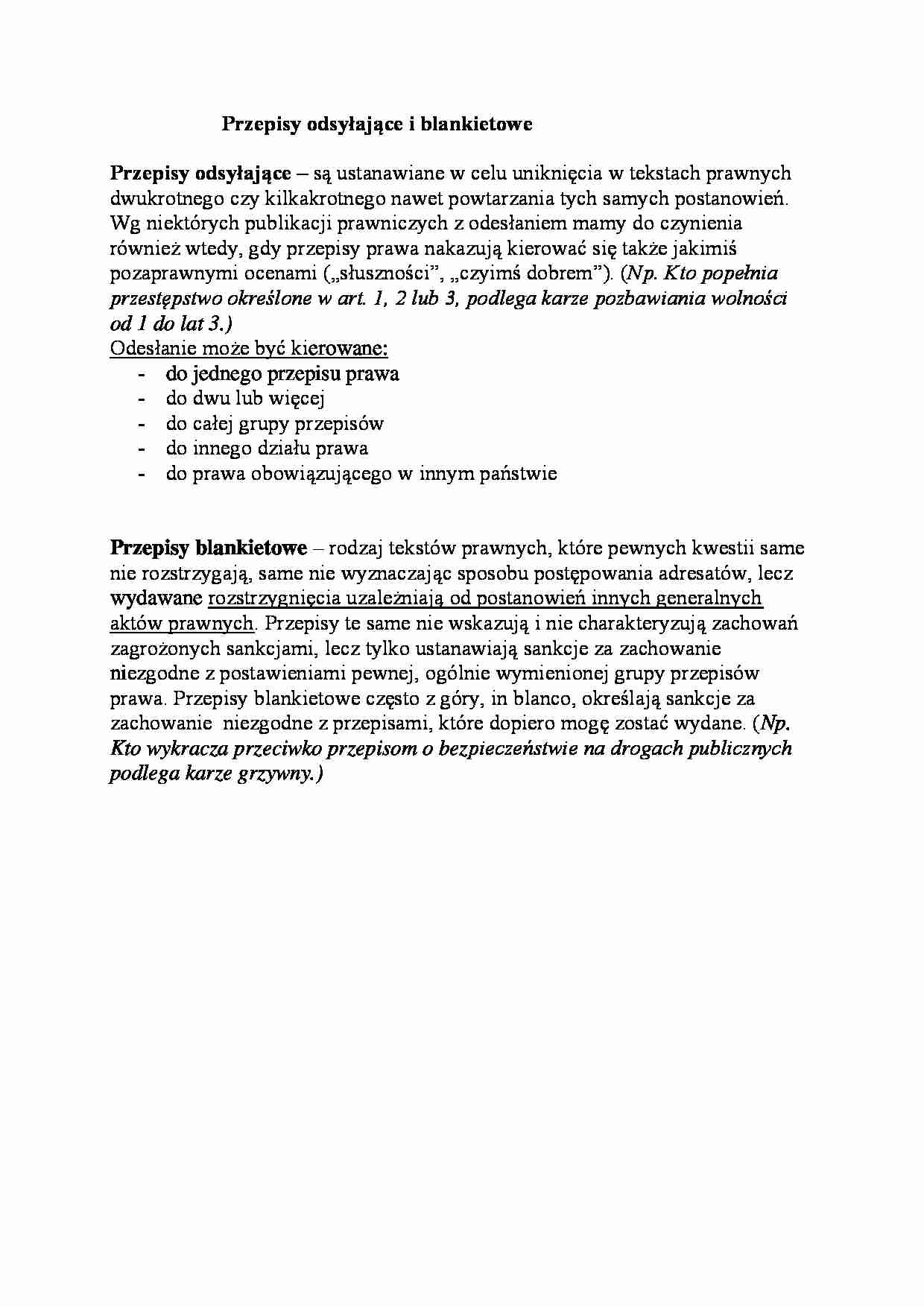 Przepisy odsyłające i blankietowe - strona 1